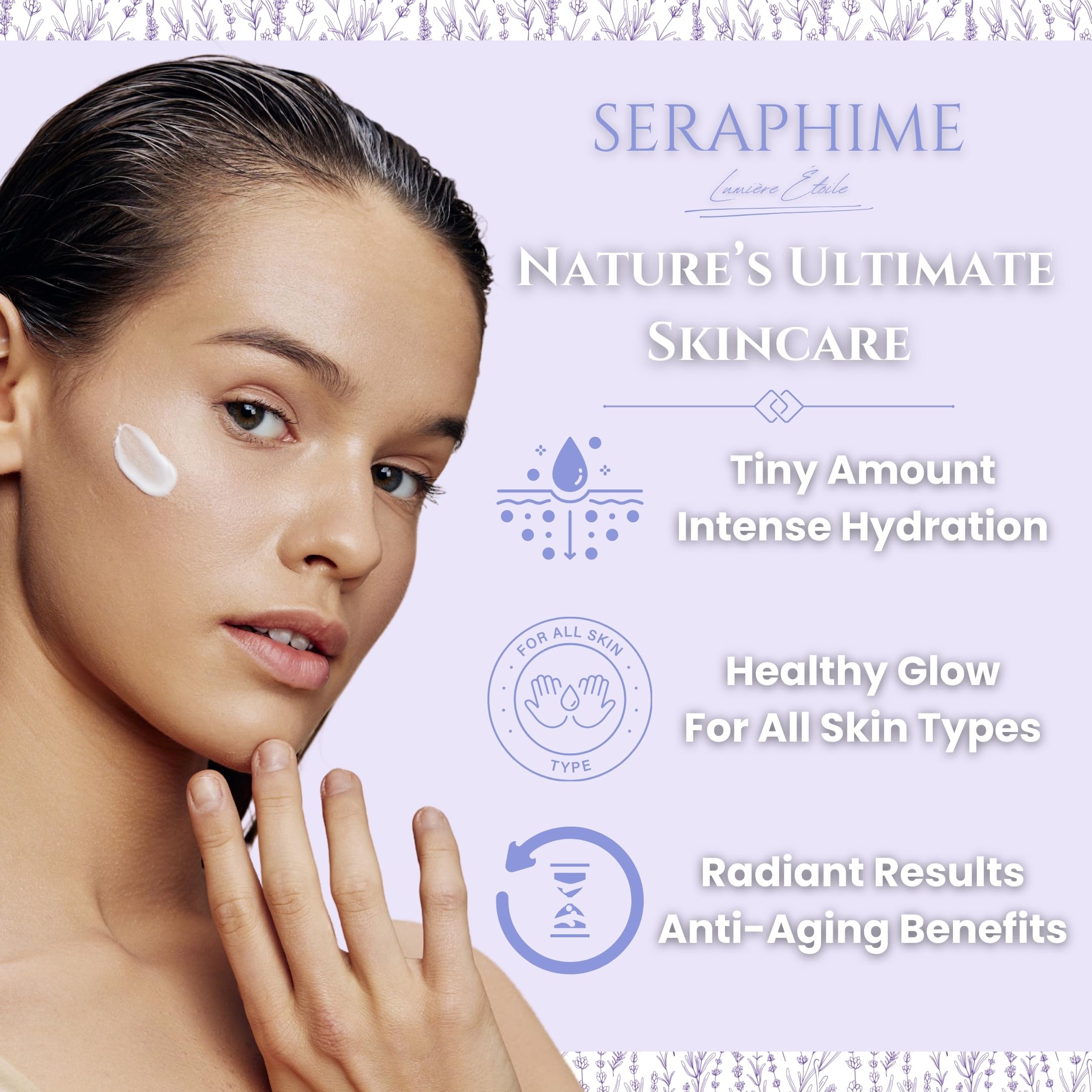 Seraphime Whipped Beef Tallow for Skin Care, Organic Pure Grass Fed Beef Tallow Moisturizer Cream for Face & Body Lotion, Cow Tallow with Niacinamide, Shea Butter & Aloe, Vanilla Lavender 4oz