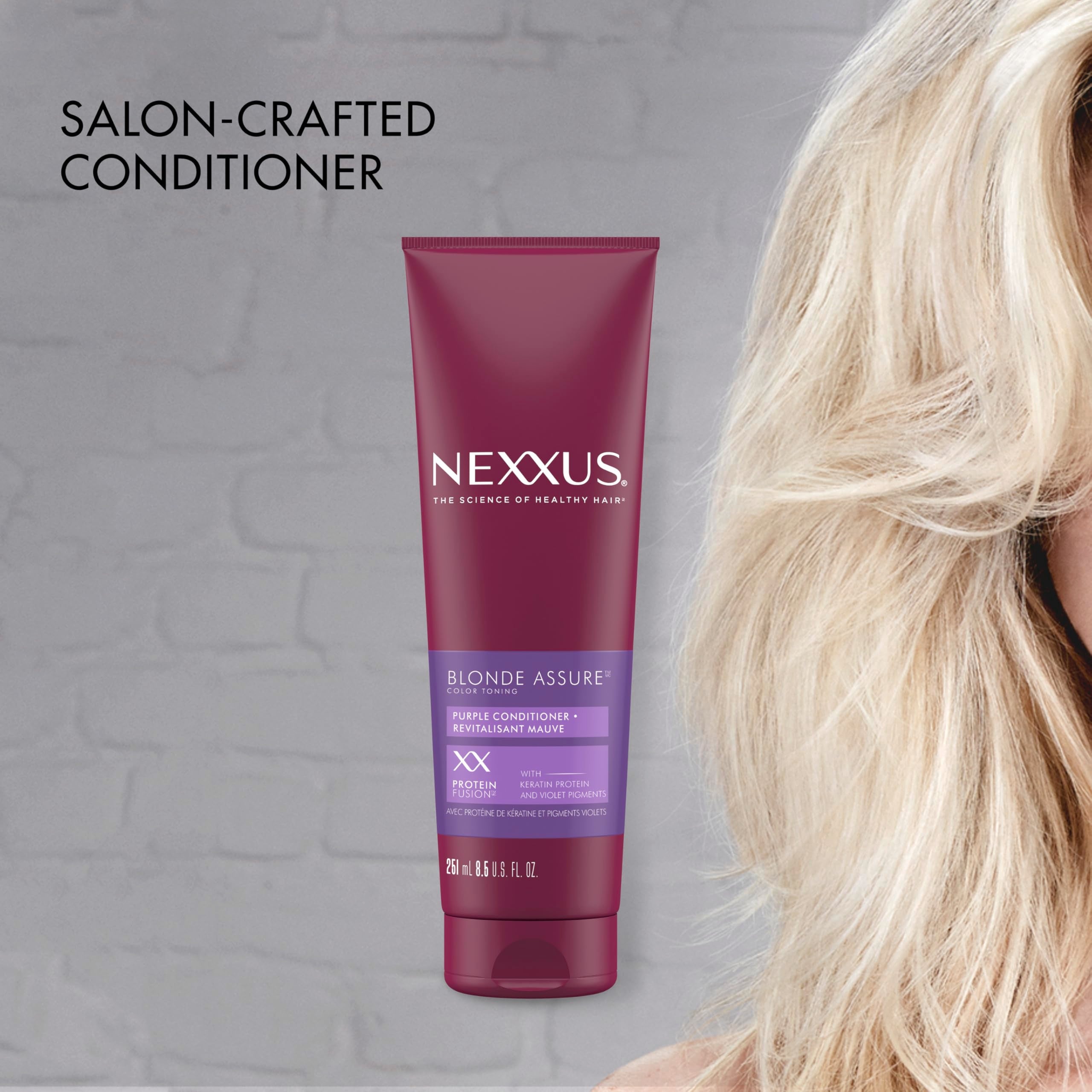 Nexxus Hair Color Blonde Assure Purple Conditioner, For Blonde and Bleached Hair, Keratin Conditioner, Color Conditioner 8.5 oz