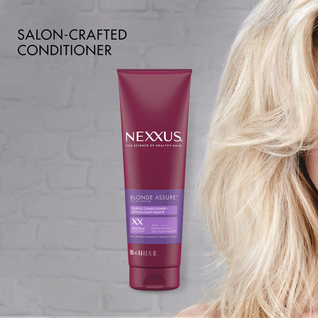 Nexxus Hair Color Blonde Assure Purple Conditioner, For Blonde and Bleached Hair, Keratin Conditioner, Color Conditioner 8.5 oz