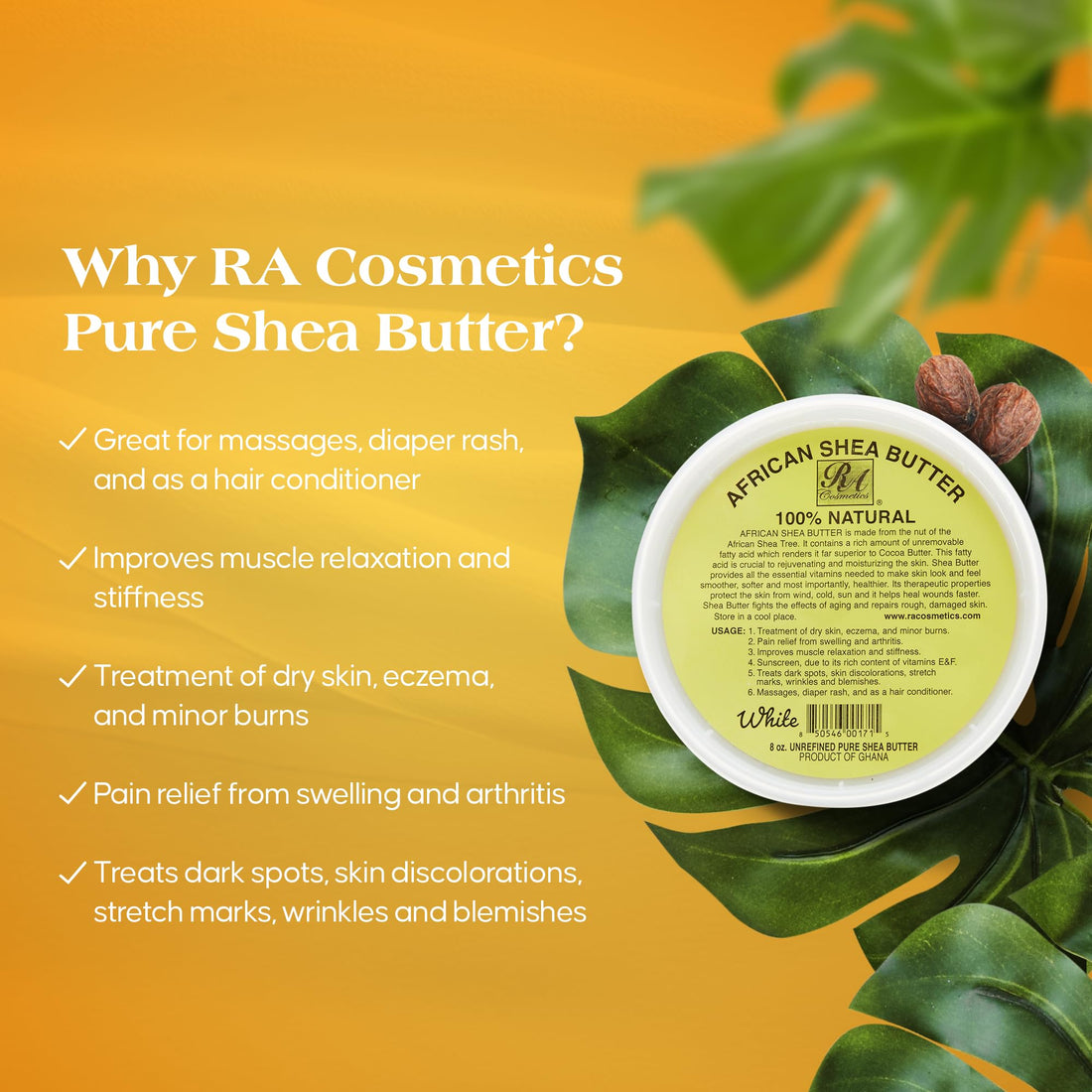 RA COSMETICS Pure African Shea Butter Whipped 5oz