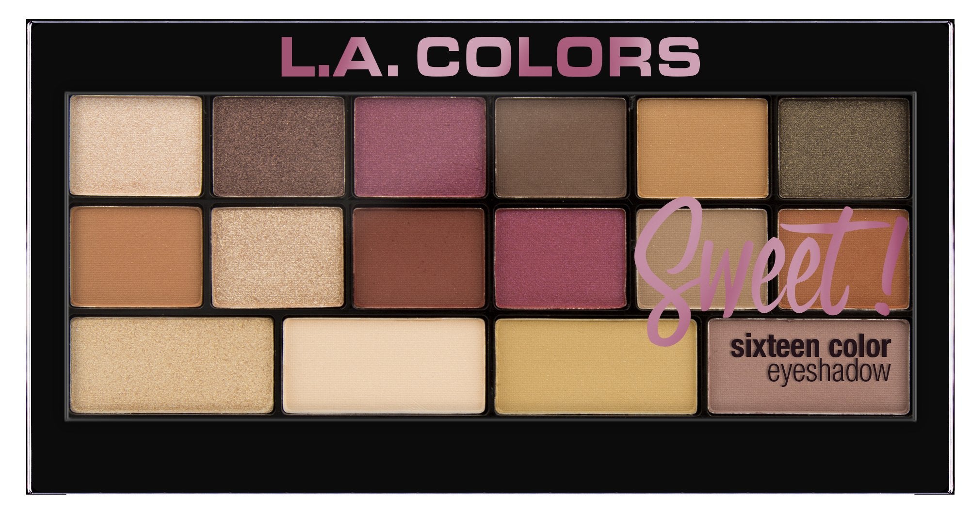 L.A. COLORS Sweet 16 Color Eyeshadow Palette Shimmery Finish, Brave, 20g (Multicolor)