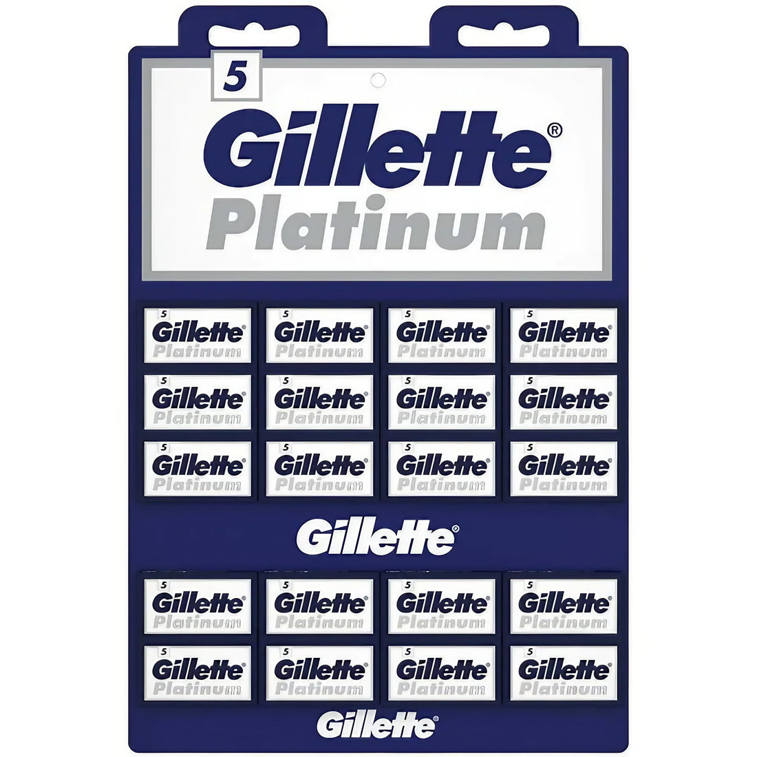 100 Gillette Platinum Blue Double Edge Safety Razor Blades, 20 x 5