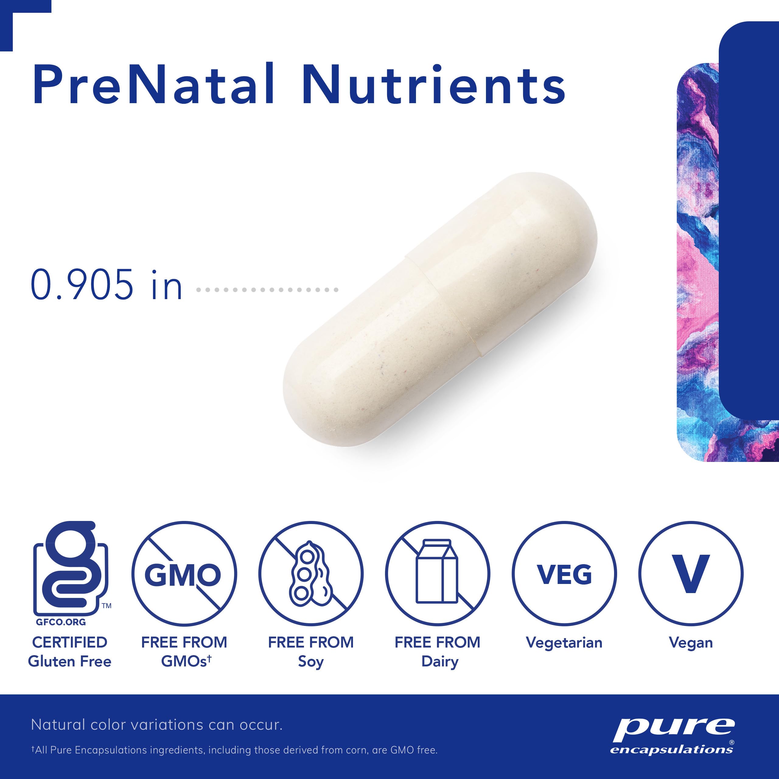 Pure Encapsulations PreNatal Nutrients - for Pregnancy & Lactation - Aids Energy & DNA Development* - with Folate, Choline & Iron - Gluten Free & Non-GMO - 60 Capsules