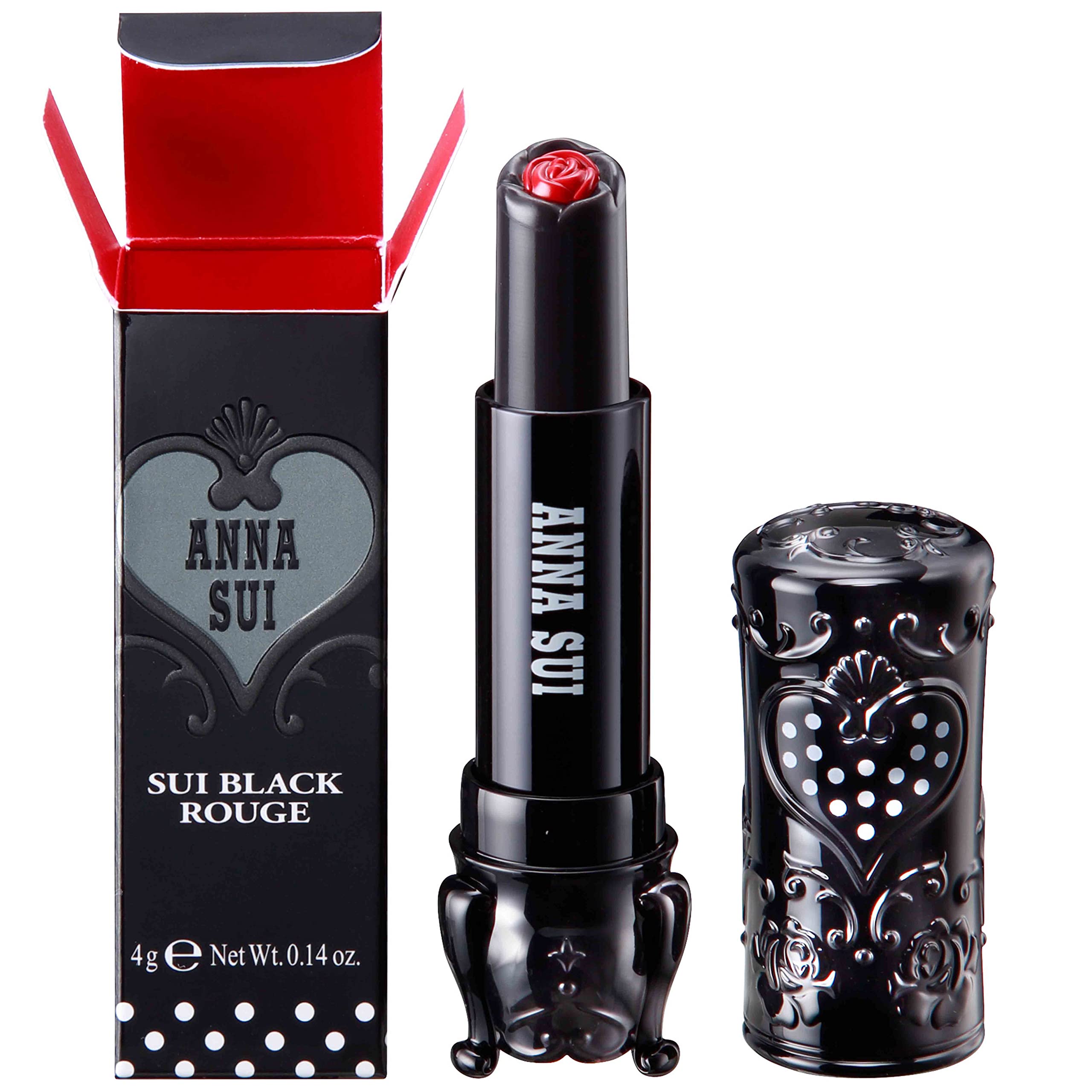 ANNA SUI Black Rouge, Pink Red Color Changing Lip Color, Tinted Lipstick with Rose Scent, 4 grams