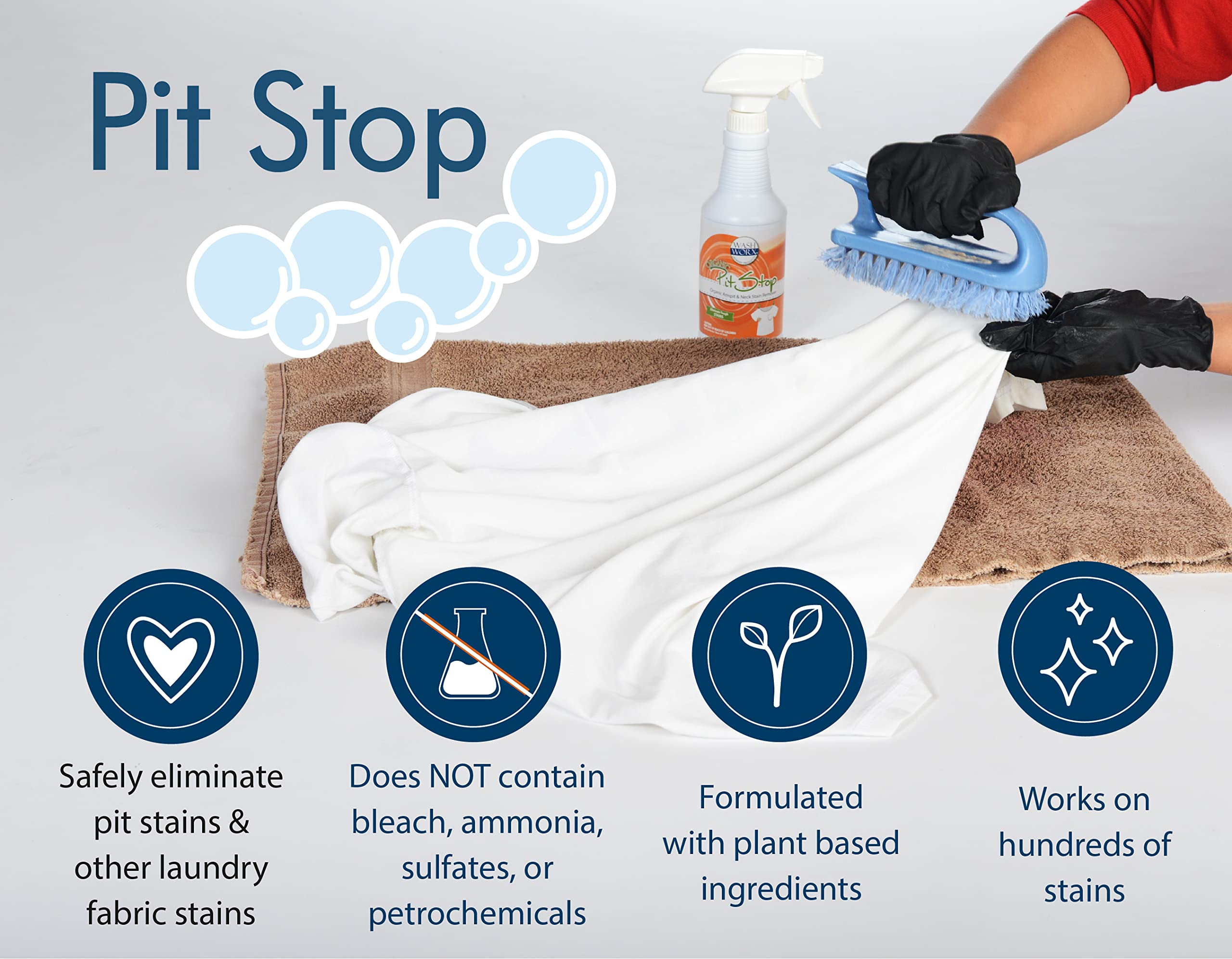 Pit Stop - Sweat Stain & Deodorant Stain Remover, Multi-Stain & Multi-Purpose Formulated Spray, Safe for All Fabrics - 16 Ounces