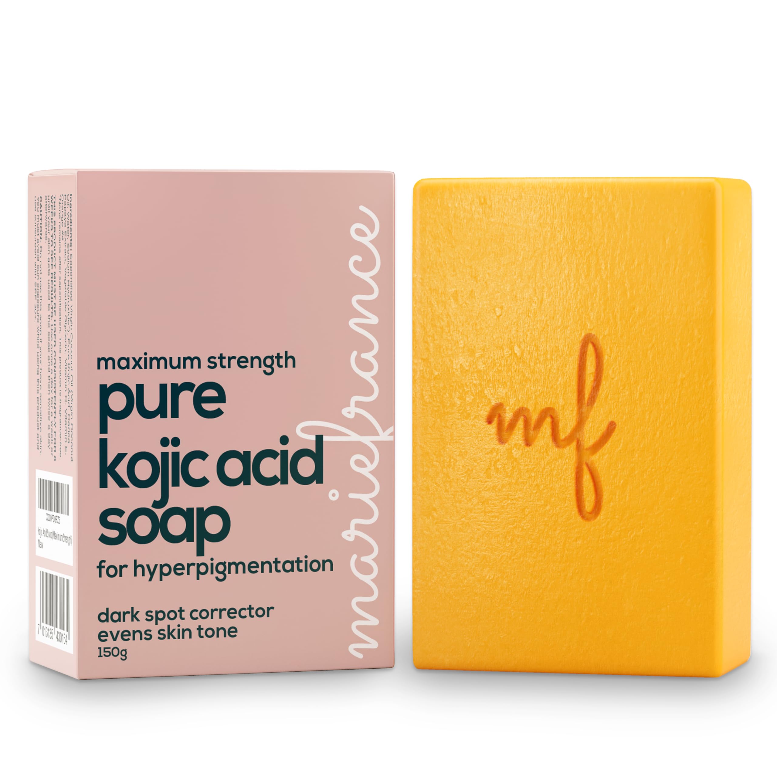 Pure Kojic Acid Soap for Hyperpigmentation, Dark Spots & Skin Brightening with Papaya Extract, Vitamin C & E - Maximum Strength, Fragrance-free, 5.3 oz