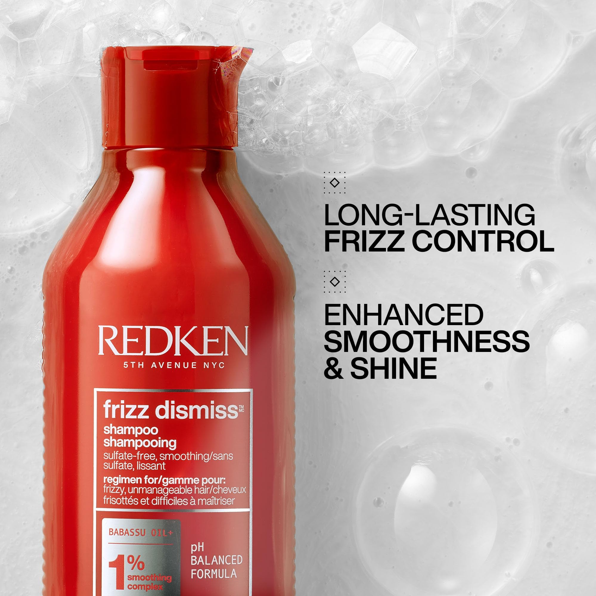 Redken Frizz Dismiss Shampoo | For Frizzy Hair | Smooths Hair & Manages Frizz | Sulfate Free | 10.1 Fl Oz, 10 fl. oz