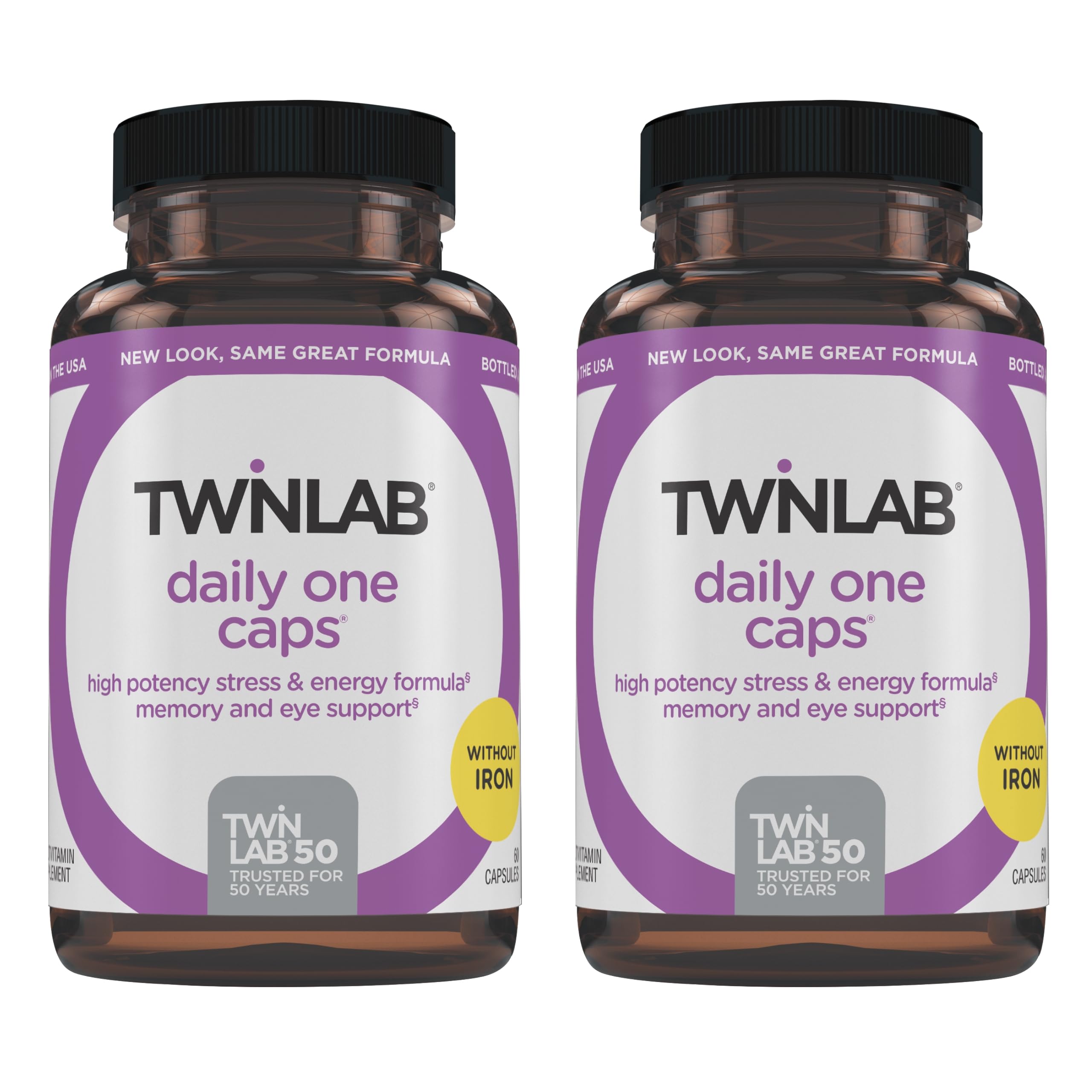 Twinlab Daily One Caps Without Iron - Nutritional Supplement with Zinc, B Vitamins, Magnesium, and More - 60 Capsules - 2 Pack