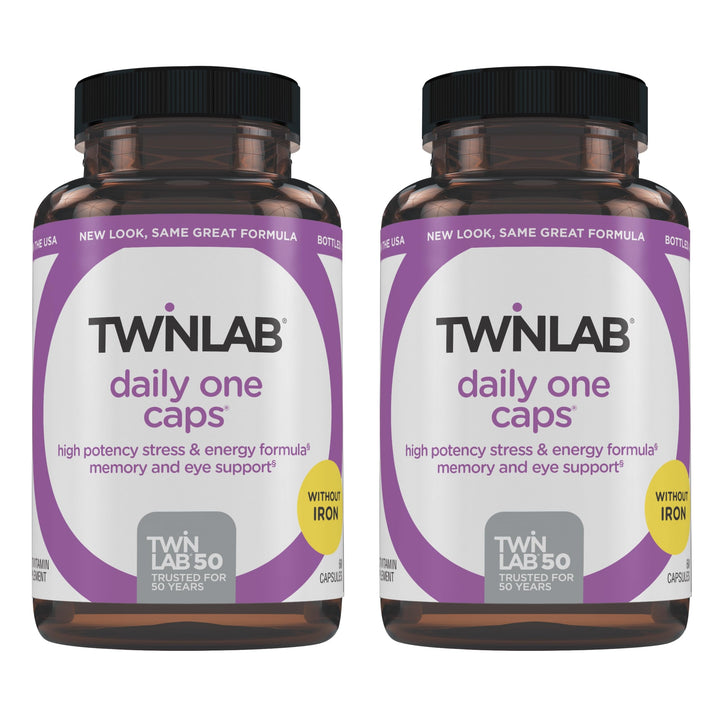 Twinlab Daily One Caps Without Iron - Nutritional Supplement with Zinc, B Vitamins, Magnesium, and More - 60 Capsules - 2 Pack
