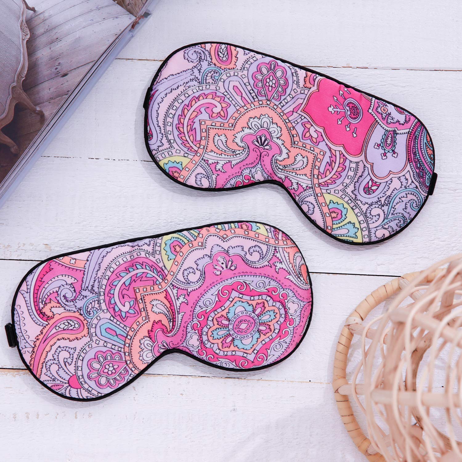 #12 : Maxfeel 100% Pure Silk Eye Mask Sleep Eye Mask Eye Cover Eyeshade Sleeping Eye Mask Printed Colors (#12)