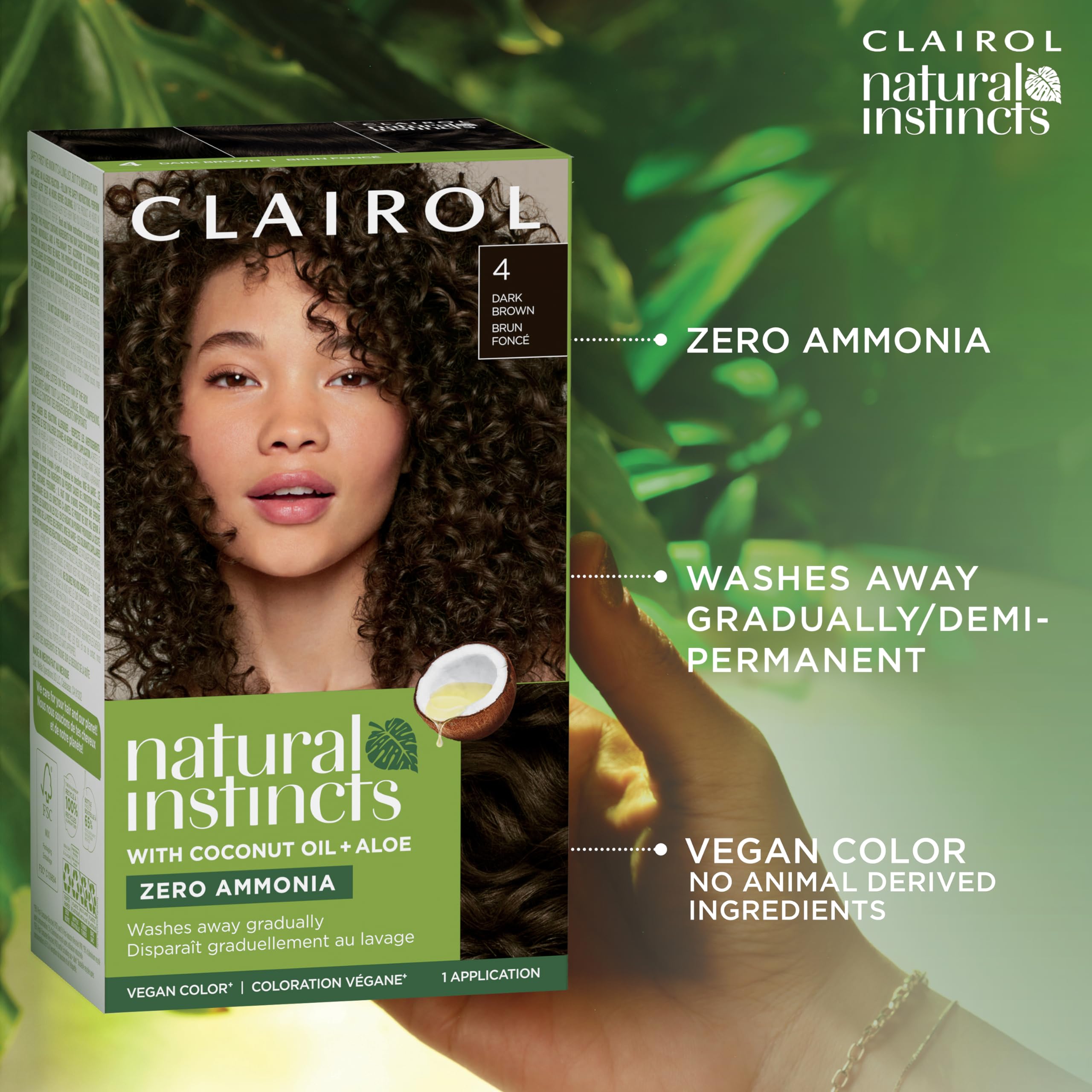 Clairol Natural instincts Permanent Hair Color, 5C Brass Free Medium Brown, Peppercorn, Pack of 3
