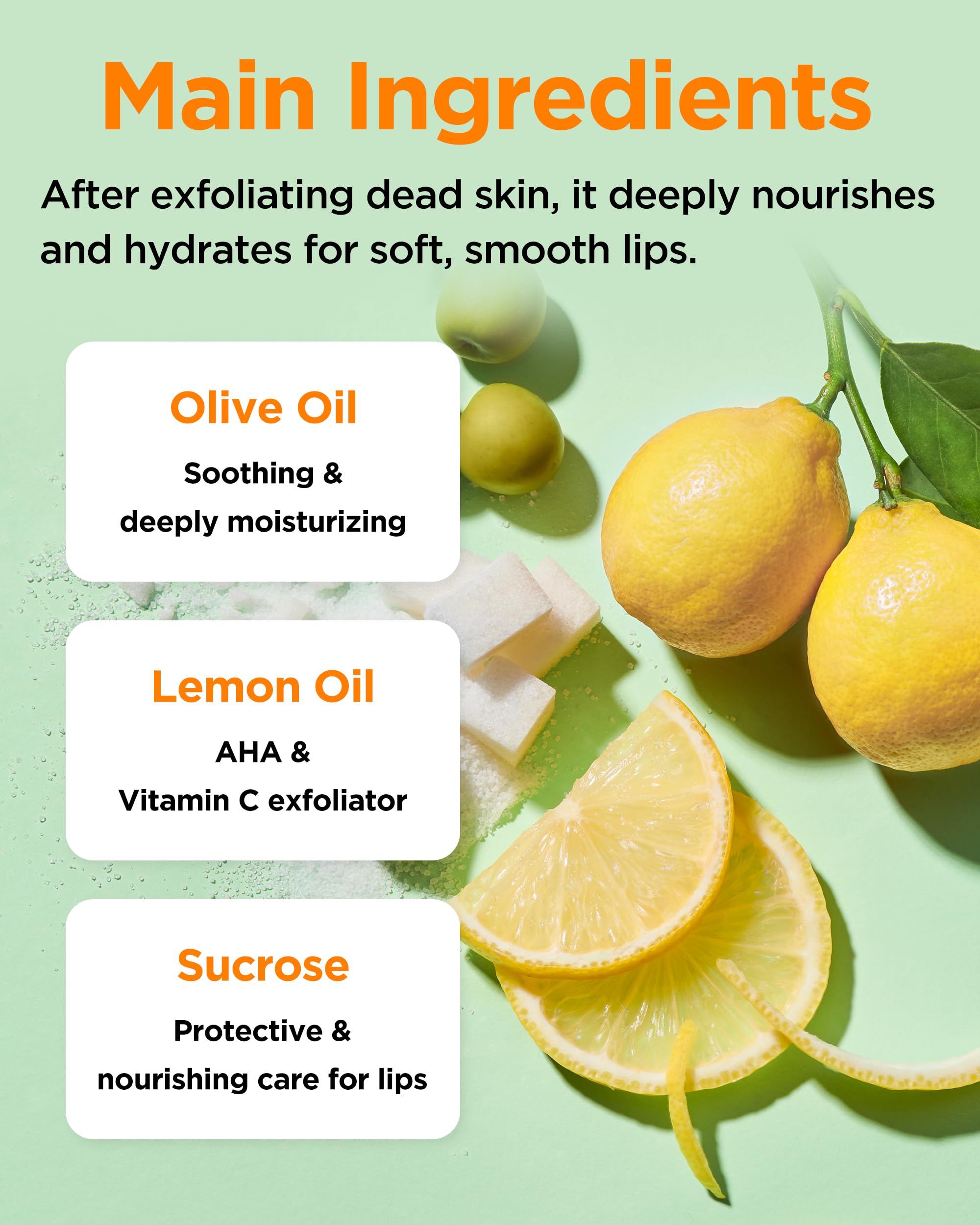 Lemon Sugar Lip Mask – Korean Vegan Lip Scrub & Overnight Exfoliating Treatment for Dry, Chapped Lips – Hydrating, Plumping, Smoothing – Glazed Balm Texture, Non-Sticky, Fragrance-Free, 0.68oz