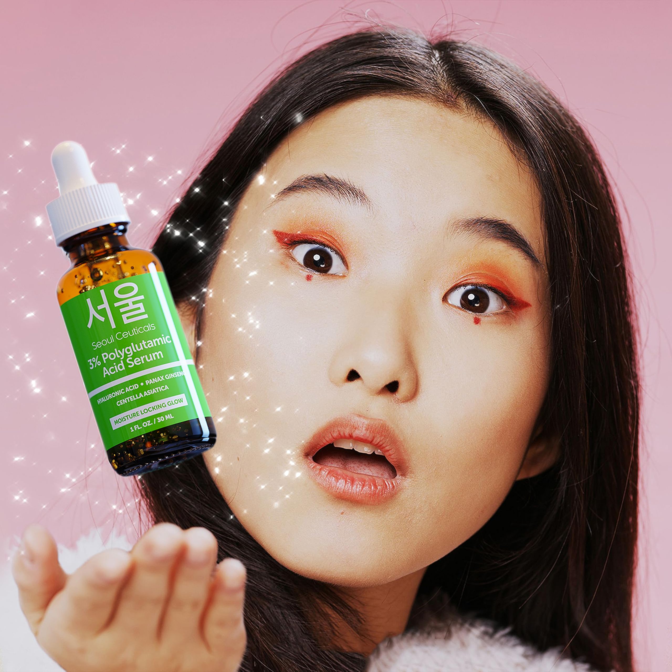 SeoulCeuticals Organic Polyglutamic Acid Serum - Korean Skin Care + Hyaluronic Acid + Centella Asiatica - K Beauty Anti Aging - Healthy Glowing Skin 1oz