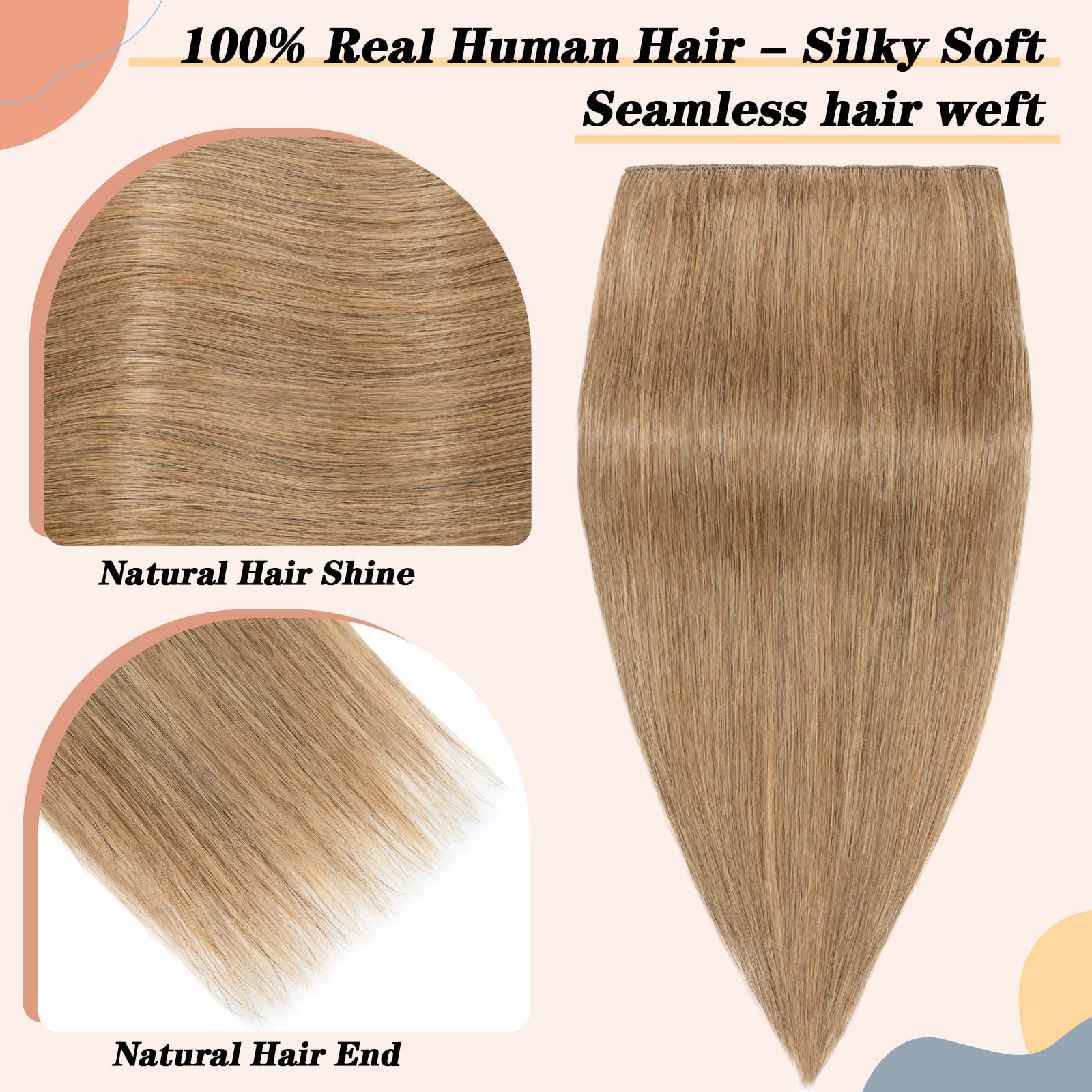 Clip in hair extensions human hair one piece human hair extensions 5 clips 100% Remy Human Hair Straight Dark Blonde 16(40cm) - 45g