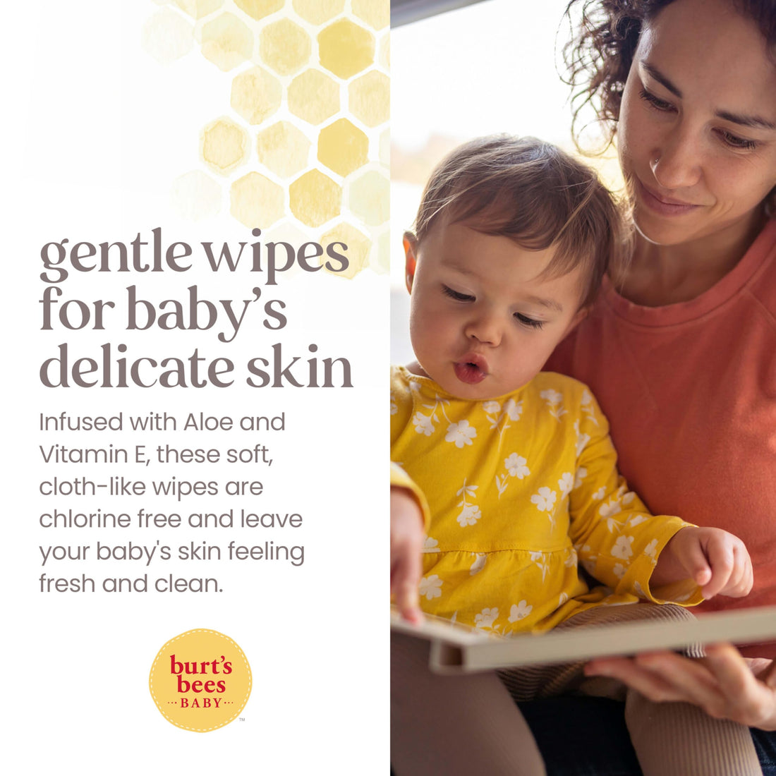 Burt’s Bees Baby Wipes, Unscented Natural Wipes for Sensitive Skin with Aloe and Vitamin E - 72 Wipes