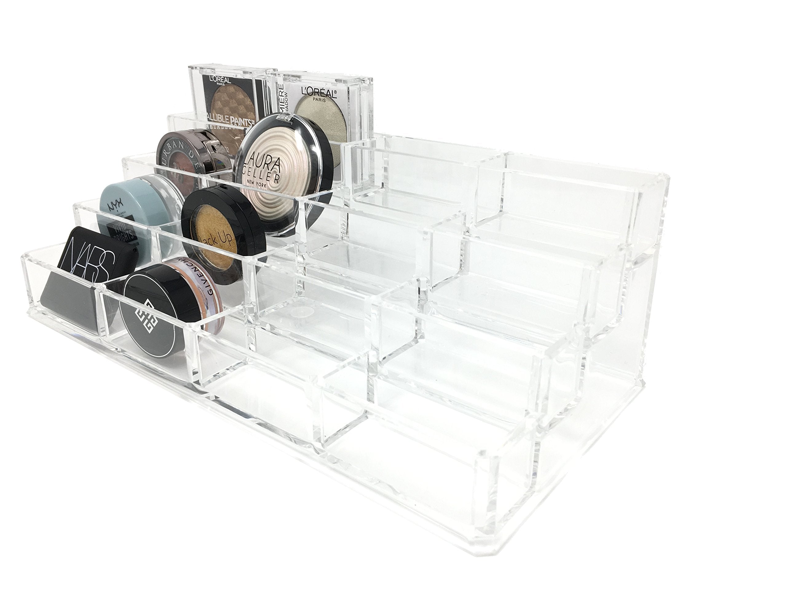 byAlegory Tiered Eyeshadow Makeup Organizer | 16 Space Cosmetic Storage, 4 Tiers (CLEAR)