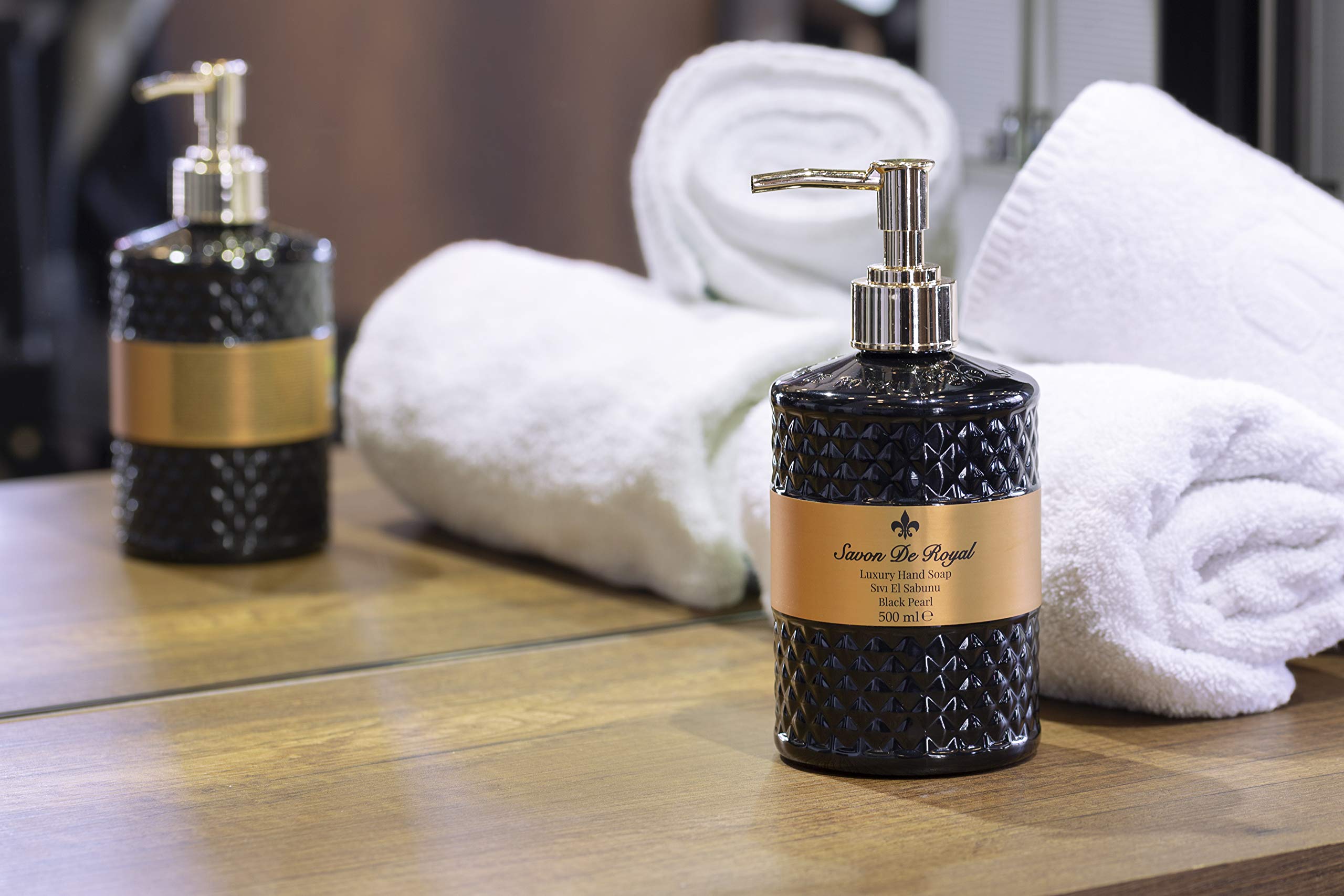 Savon De Royal Black Pearl Liquid Hand Soap - Liquid Hand Wash, Multi Purpose Liquid Soap in Pump Dispenser, Sweet Orange Scent, 16.9 fl oz