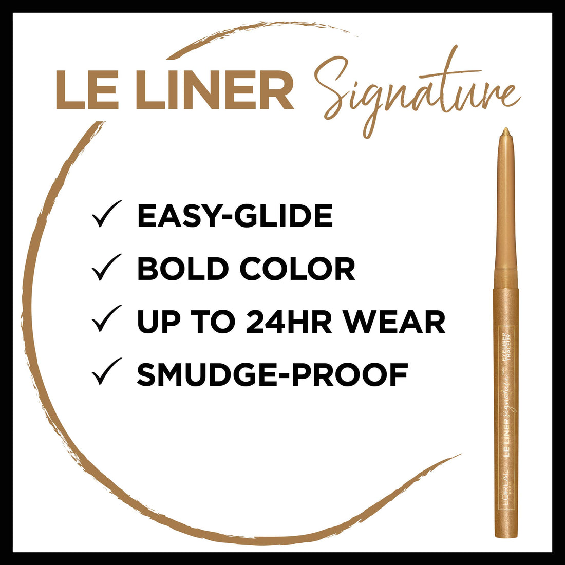 L’Oréal Paris Makeup Le Liner Signature Mechanical Eyeliner, Easy-Glide, Smudge Resistant, Bold Color, Long Lasting, Waterproof Eyeliner, Gold Velvet, 0.011 oz., 1 count