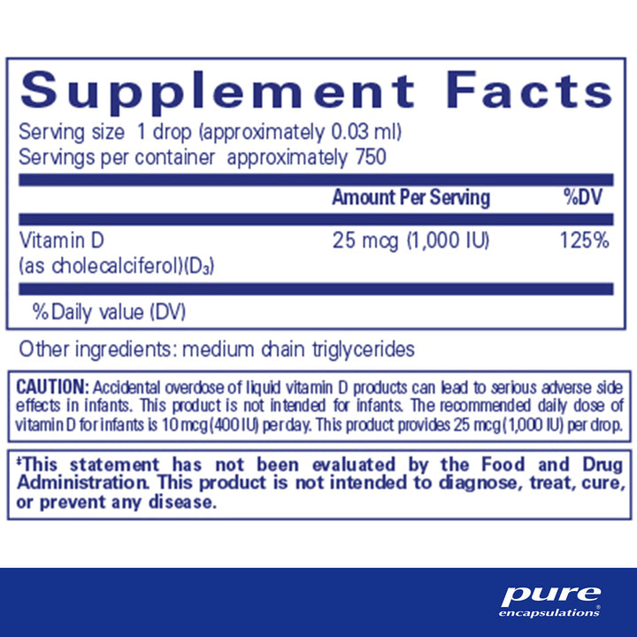 Pure Encapsulations Vitamin D3 Liquid | Supplement to Support Bone, Breast, Cardiovascular, Colon, and Immune Health* | 0.75 fl. oz.