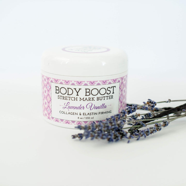 Body Boost Lavender Vanilla Stretch Mark Butter 8 oz.- Pregnancy and Nursing Safe Skin Care
