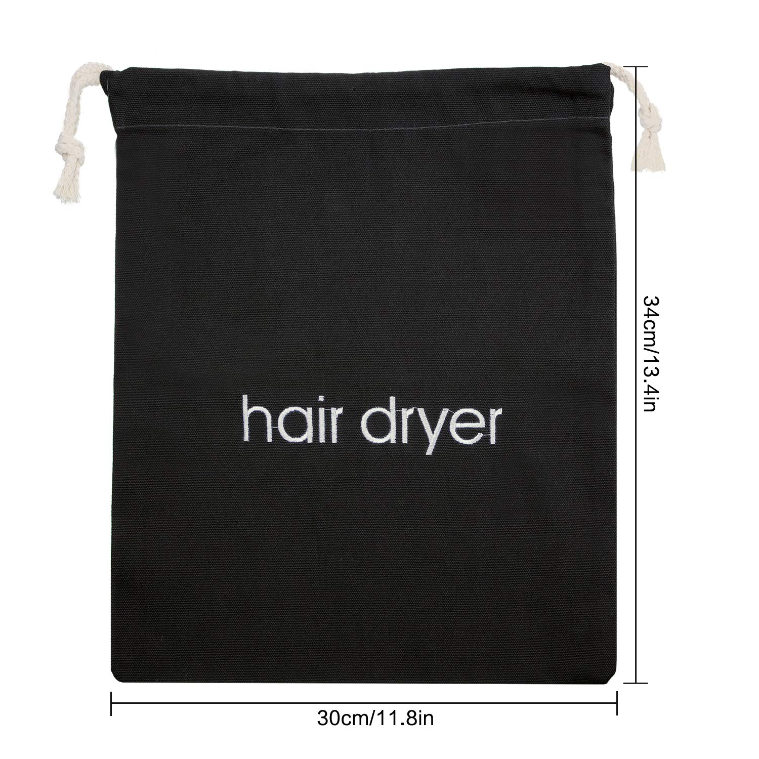 Hair Dryer Bags Drawstring Bag Container Hairdryer Bag, 11.8 by 13.8 Inch (Black,Cotton)