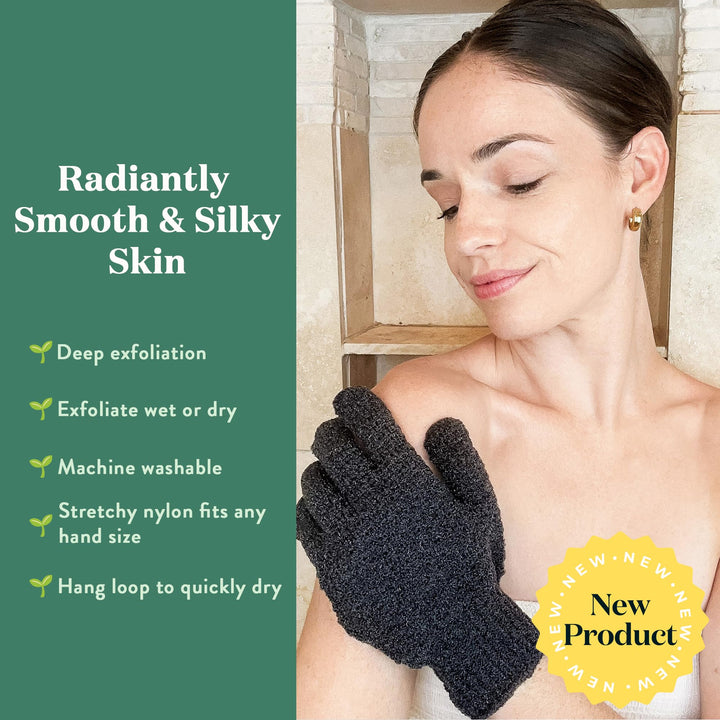 Bare Botanics 4 Pack Exfoliating Gloves for Shower (White) - 100% Nylon Fibers - Exfoliating Bath Gloves - Shower Scrubber & Dead Skin Remover - Perfect for Wet & Dry Exfoliation