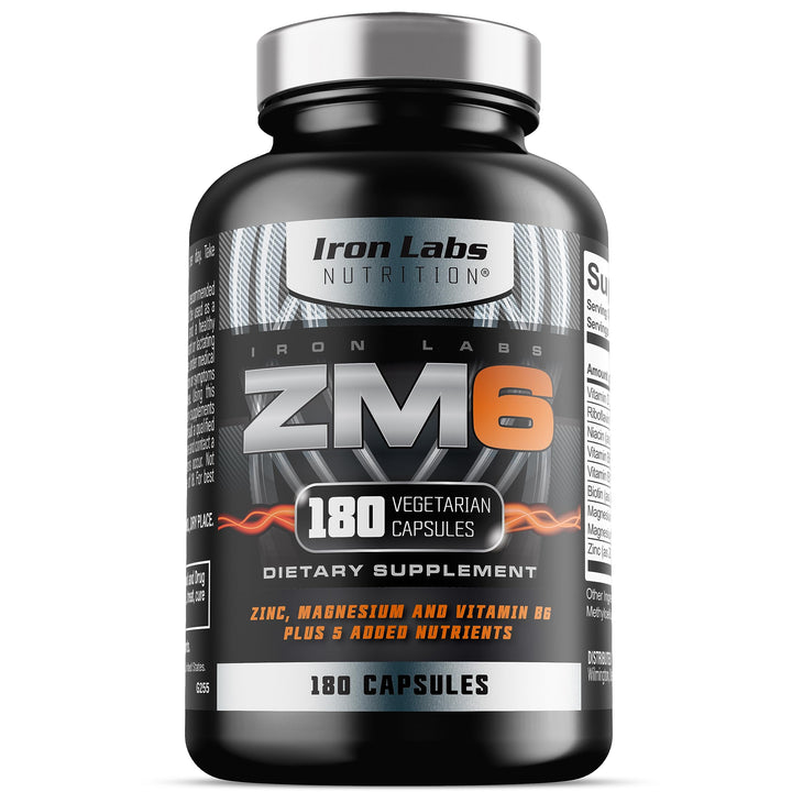 Iron Labs ZM6 - High Strength Zinc and Magnesium Supplement - 180 Vegetarian Capsules (3 Month Supply) - Super Enhanced Zinc Magnesium Aspartate and B6 Complex