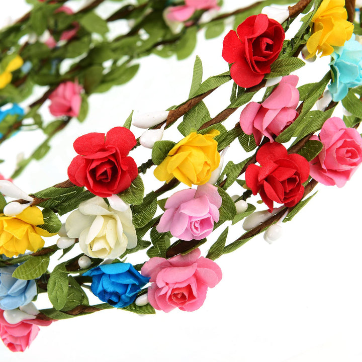 Eboot 15 Pieces Assorted Colored Flower Crown Wreath Headband Garland Headbands For Festival Party Vacation
