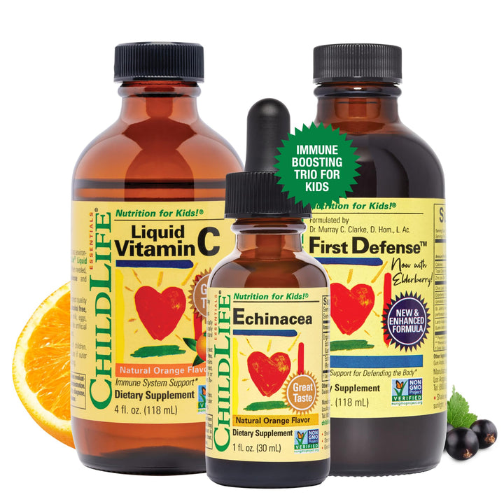 CHILDLIFE ESSENTIALS Immune Support 3-Pack - Liquid Vitamin C, First Defense, and Echinacea - Immune Boosting Supplements for Infants, Toddlers, and Kids