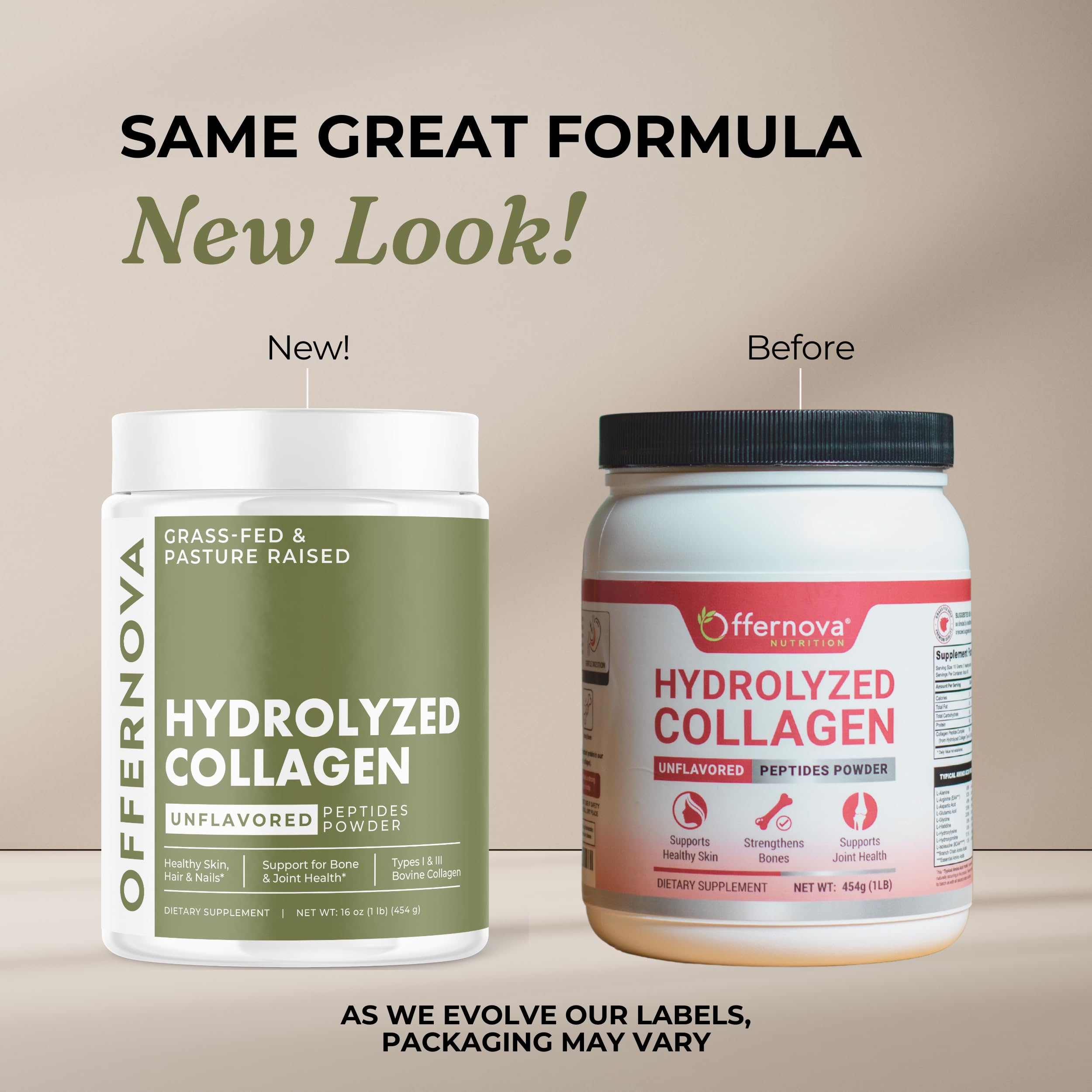 Hydrolyzed Collagen Peptides Powder - 100% Pure, Grass Fed & Unflavored for Women & Men – for Healthy Bones, Joints, Hair & Skin – Colageno Hidrolizado en Polvo Piel, Cabello y Articulaciones