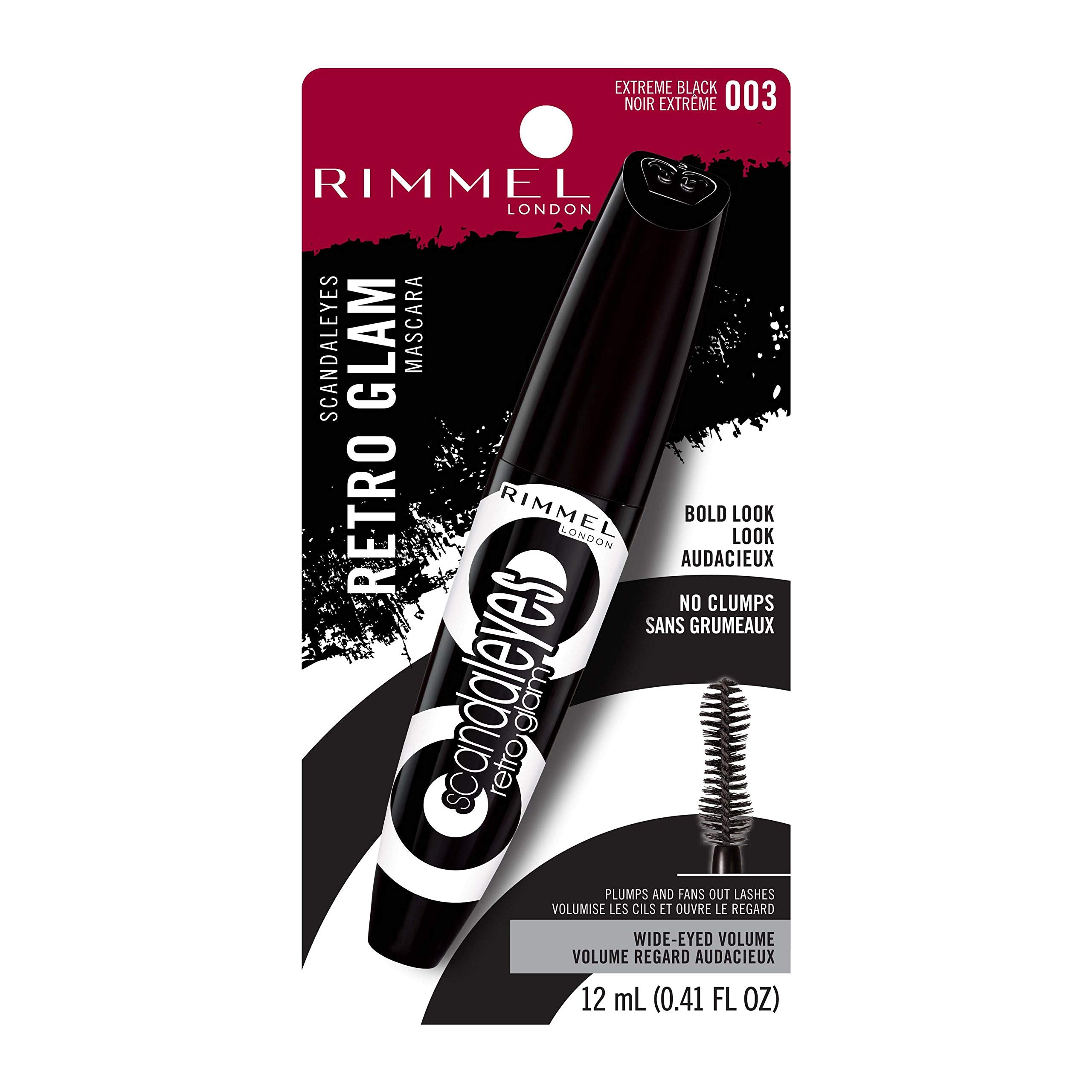 Rimmel Scandaleyes Retroglam Mascara, Extreme Black, 0.41 Fluid Ounce