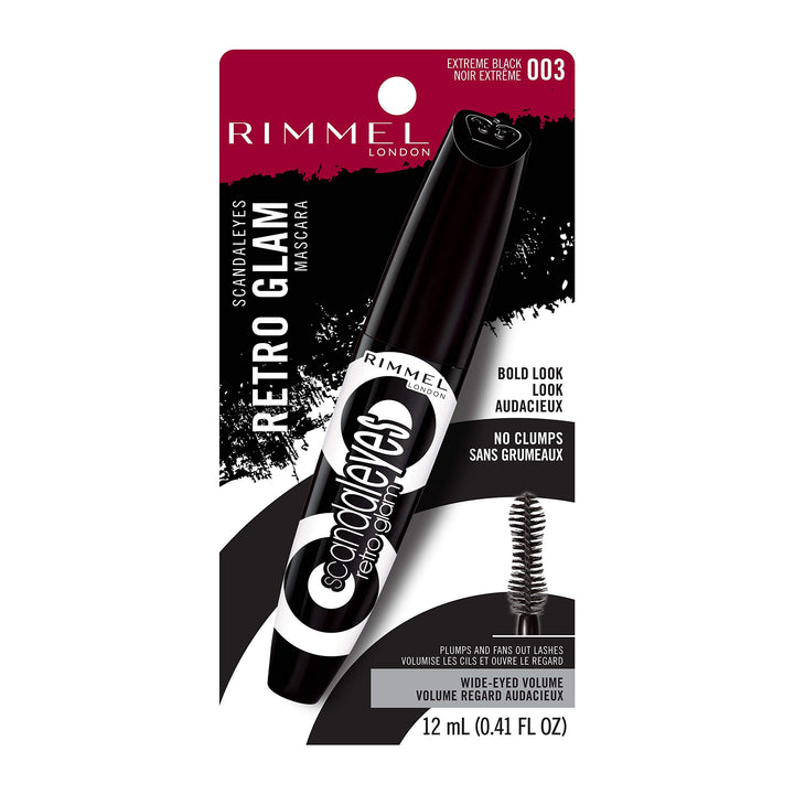 Rimmel Scandaleyes Retroglam Mascara, Extreme Black, 0.41 Fluid Ounce