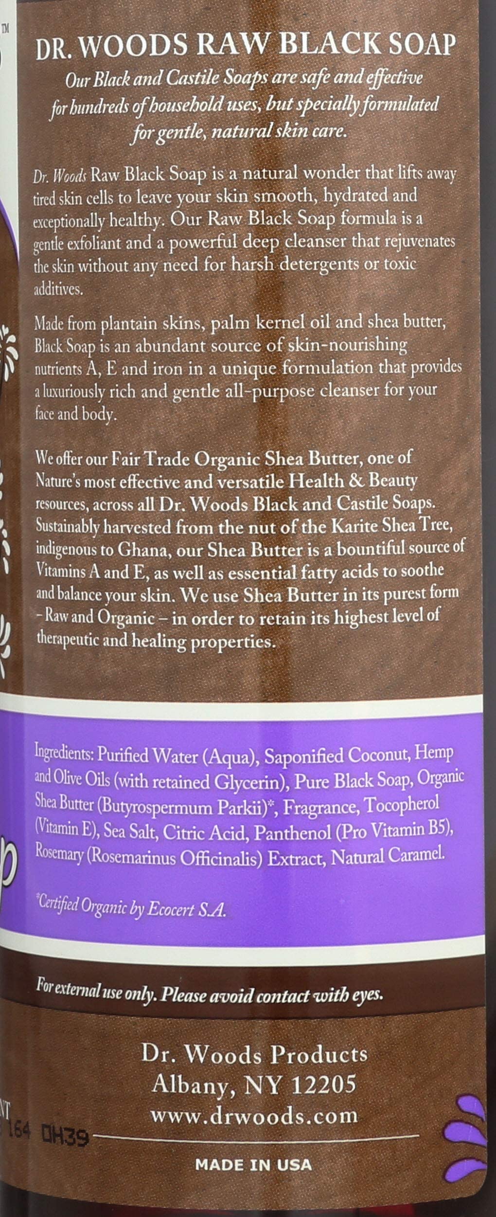 Dr. Woods Raw Black Moisturizing Liquid Castile Soap with Organic Shea Butter, 16 Ounce