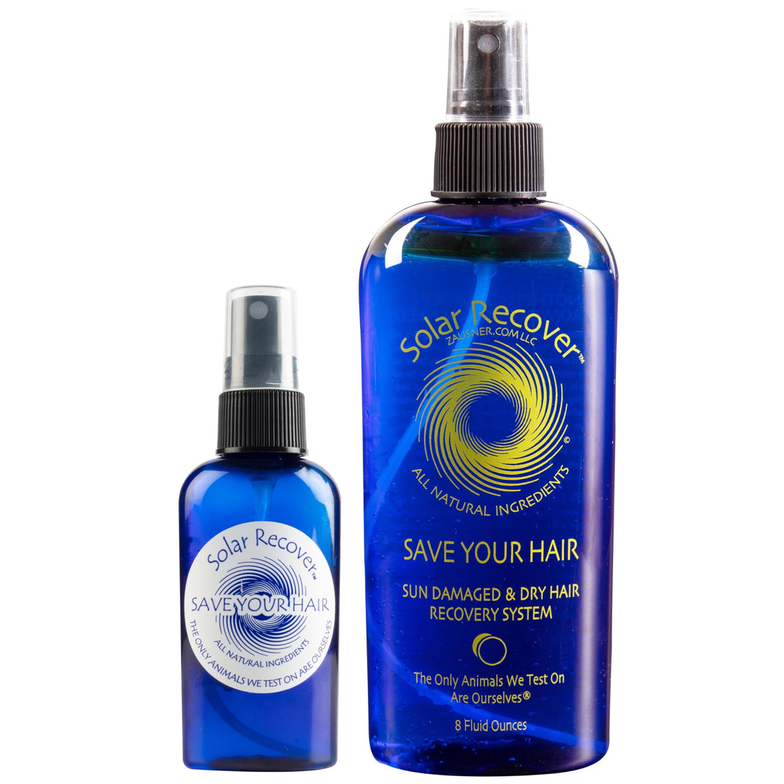 Solar Recover Detangler Spray & Leave In Conditioner 2 Pack (Full Size 8 Ounce + Travel Size 2 Ounce) - Moisturizing Frizz Control Hair Care for Dry & Damaged Hair With Vitamin E & Coconut Oil