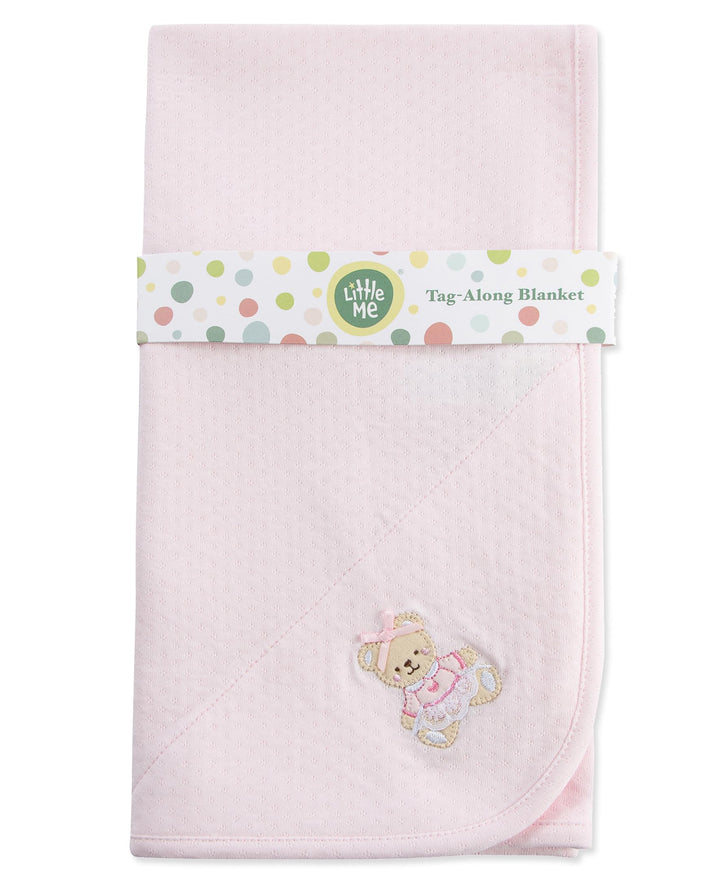 Little Me Unisex Baby Swaddling Receiving Blankets, Pink Sweet Bear, 30 x 27 Inches