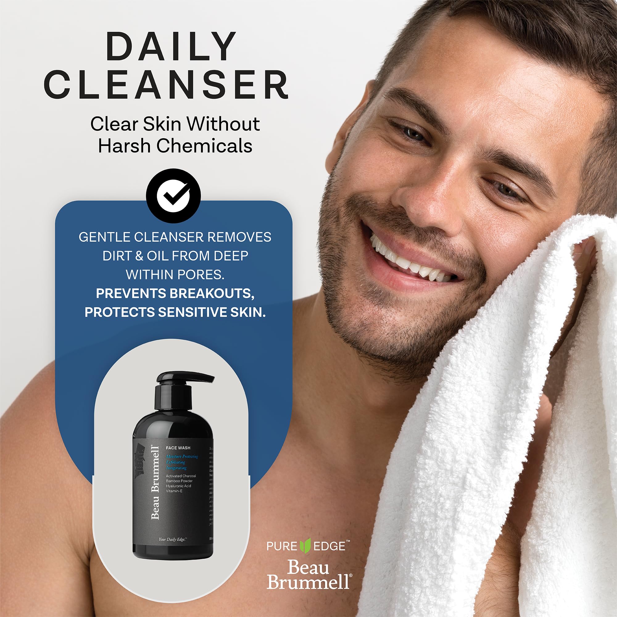 The Gentlemen's Face Wash by Beau Brummell for Men | An Activated Charcoal Daily Facial Cleanser | Expertly Formulated Men's Skin Care - 8 fl. oz. by Beau Brummell
