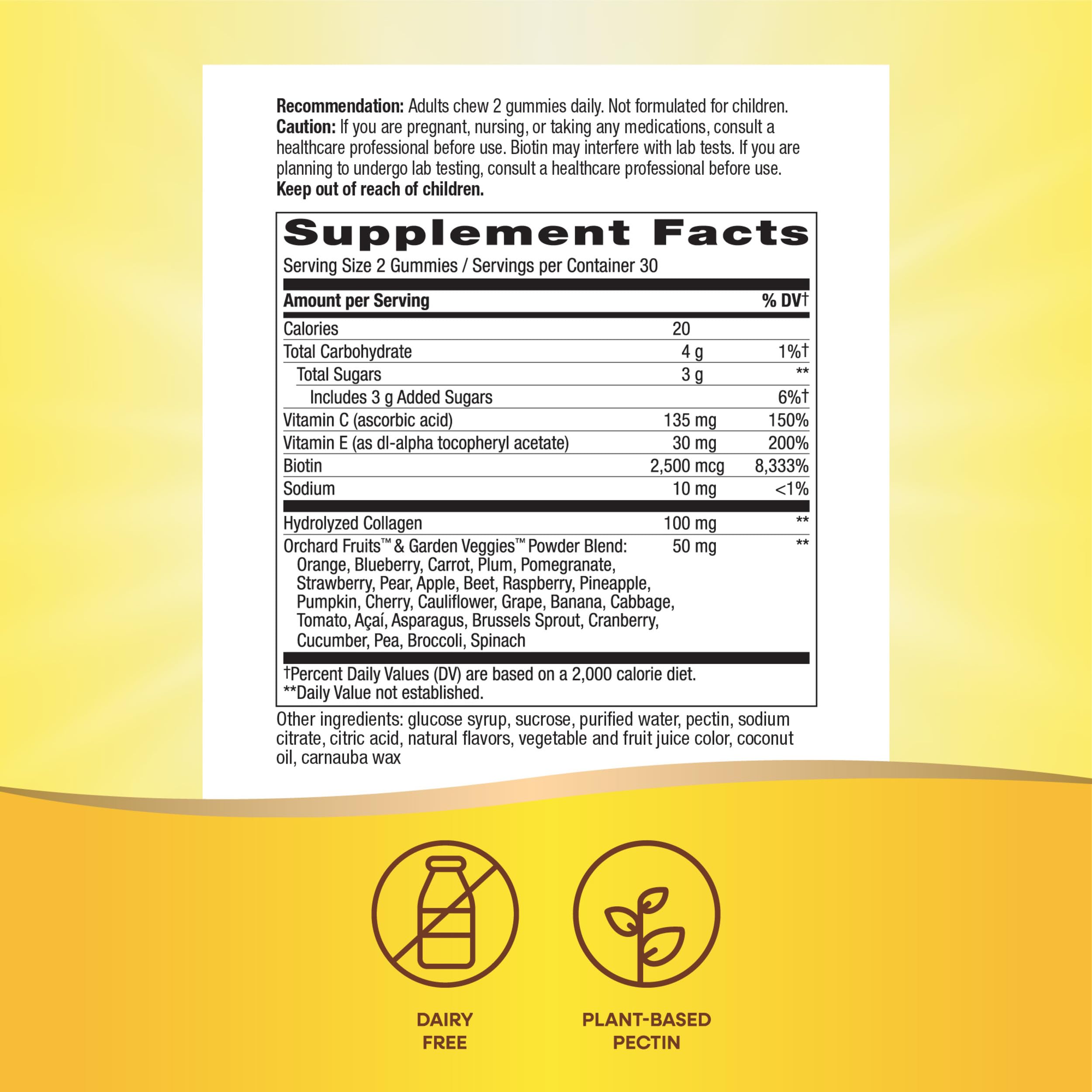 Nature's Way Alive! Hair, Skin & Nails Gummies, Advanced Beauty Formula*, with Biotin and Collagen, Strawberry Flavored, 60 Gummies (Packaging May Vary)