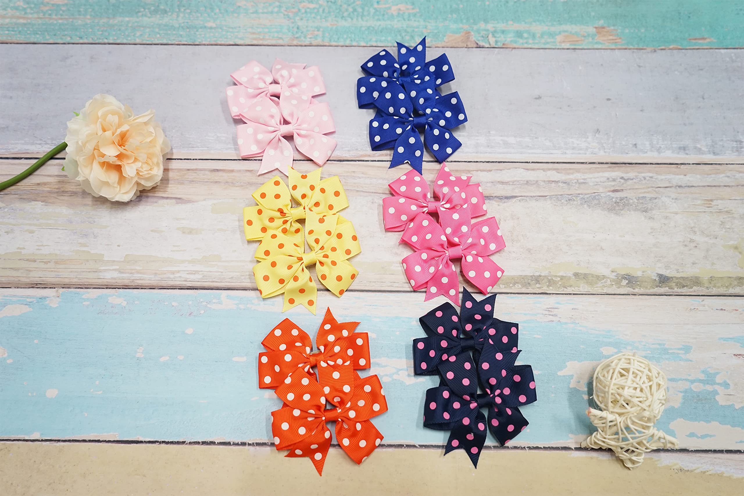 40 Pieces Baby Girls Ribbon Polka Dot Hair Bow Alligator Hair Clips For Girl Teens Kids Babies Toddlers in Pairs