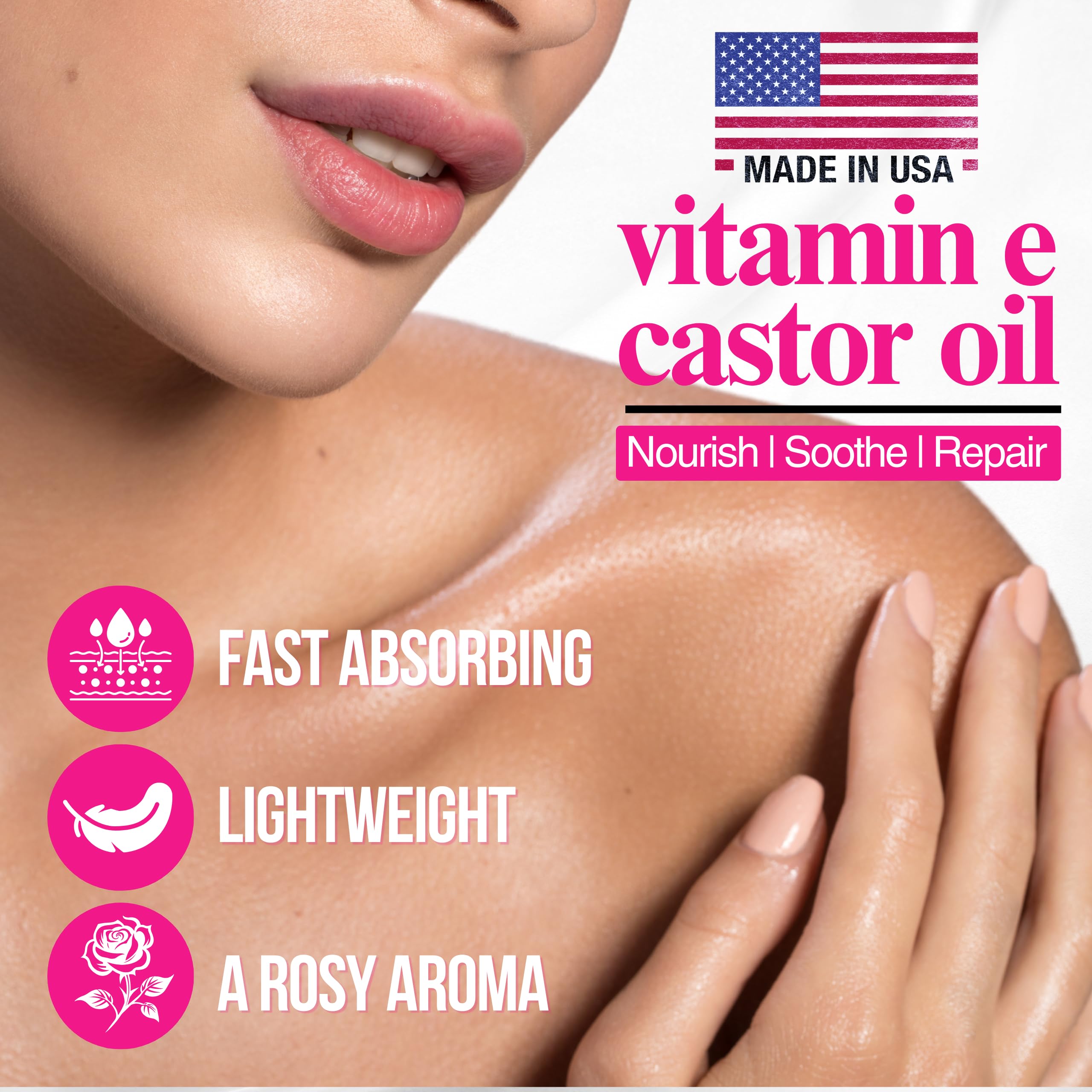 Organic Vitamin E Oil for Scars, Stretch Marks Removal, Wrinkles & Cellulite - Scar Away Treatment Bio Oil with Castor, Rosehip, Jojoba, Almond - Hydrating & Moisturizing Skincare - Face & Body Oil