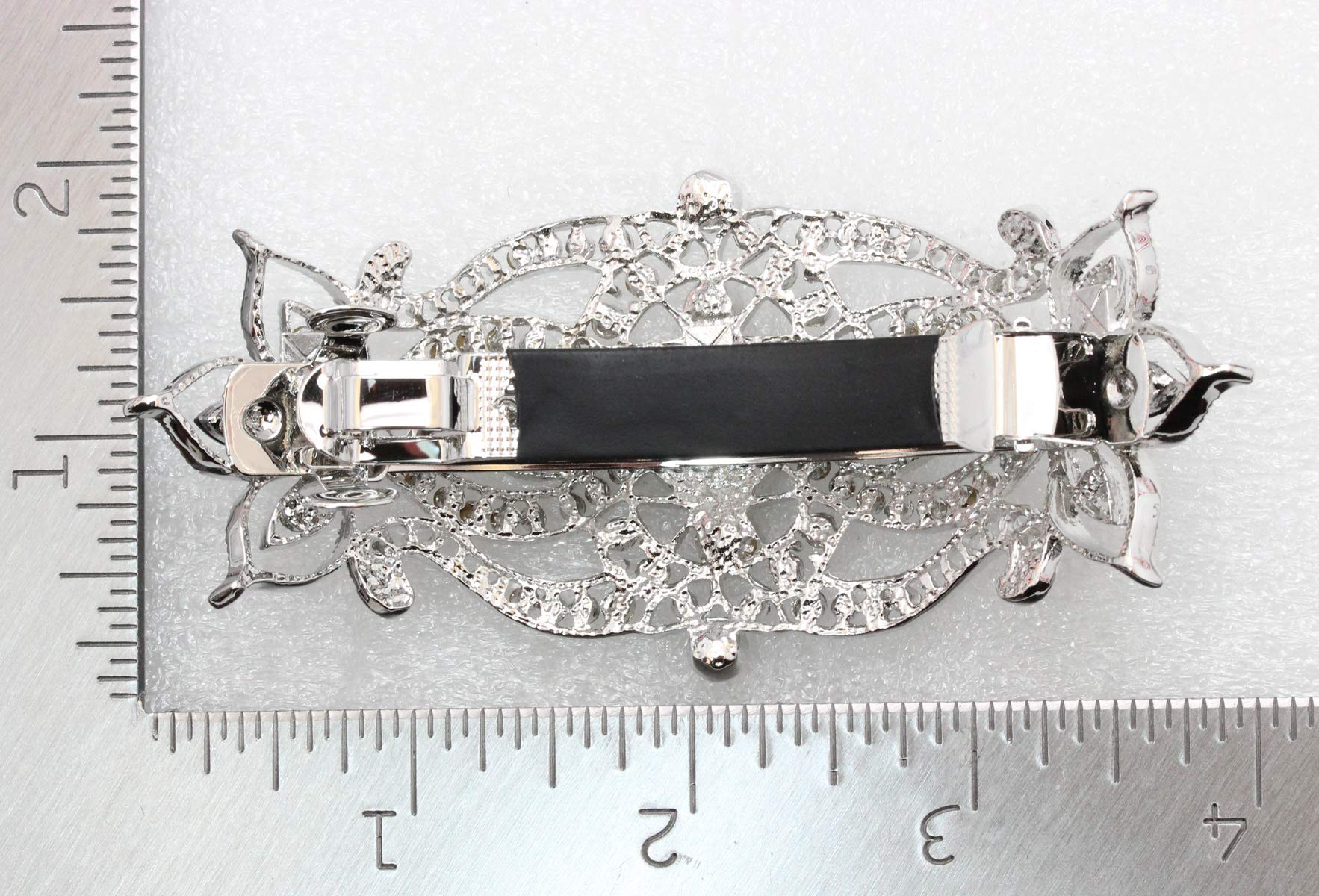 Faship Gorgeous Black Rhinestone Crystal Big Floral Hair Barrette - Black