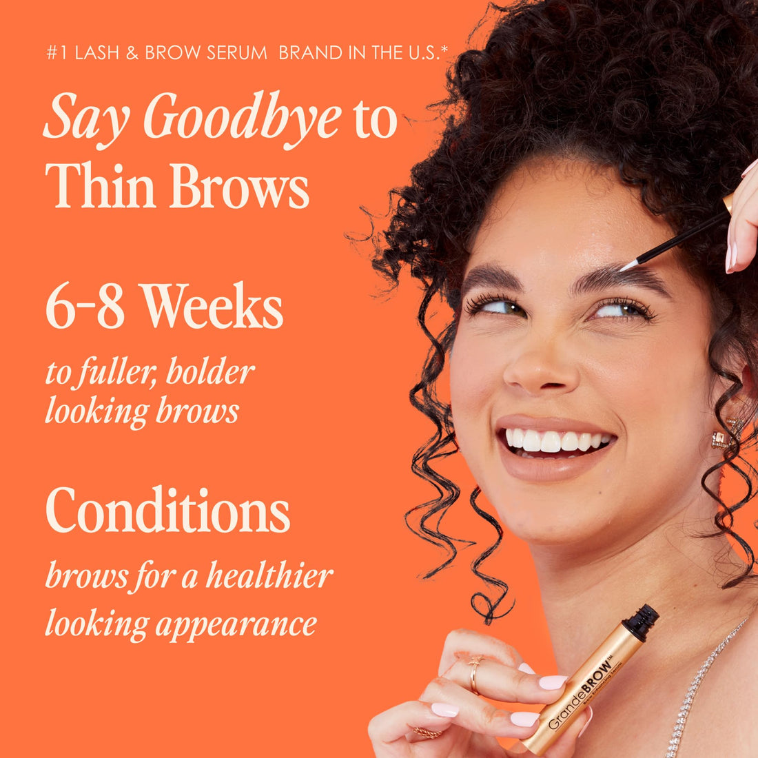 Grande Cosmetics GrandeBROW Brow Enhancing Serum, 8 Week Starter Supply, 1.5mL