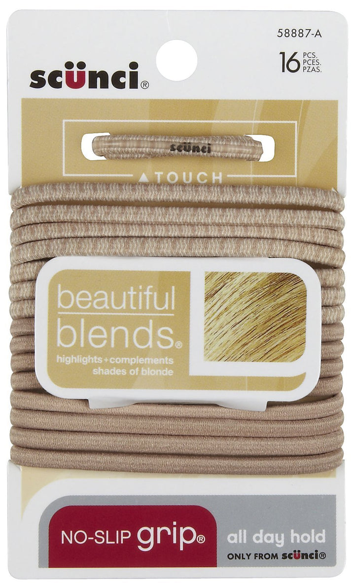 Scunci No Damage Elastic Hair Ties, Blonde, 16 pk