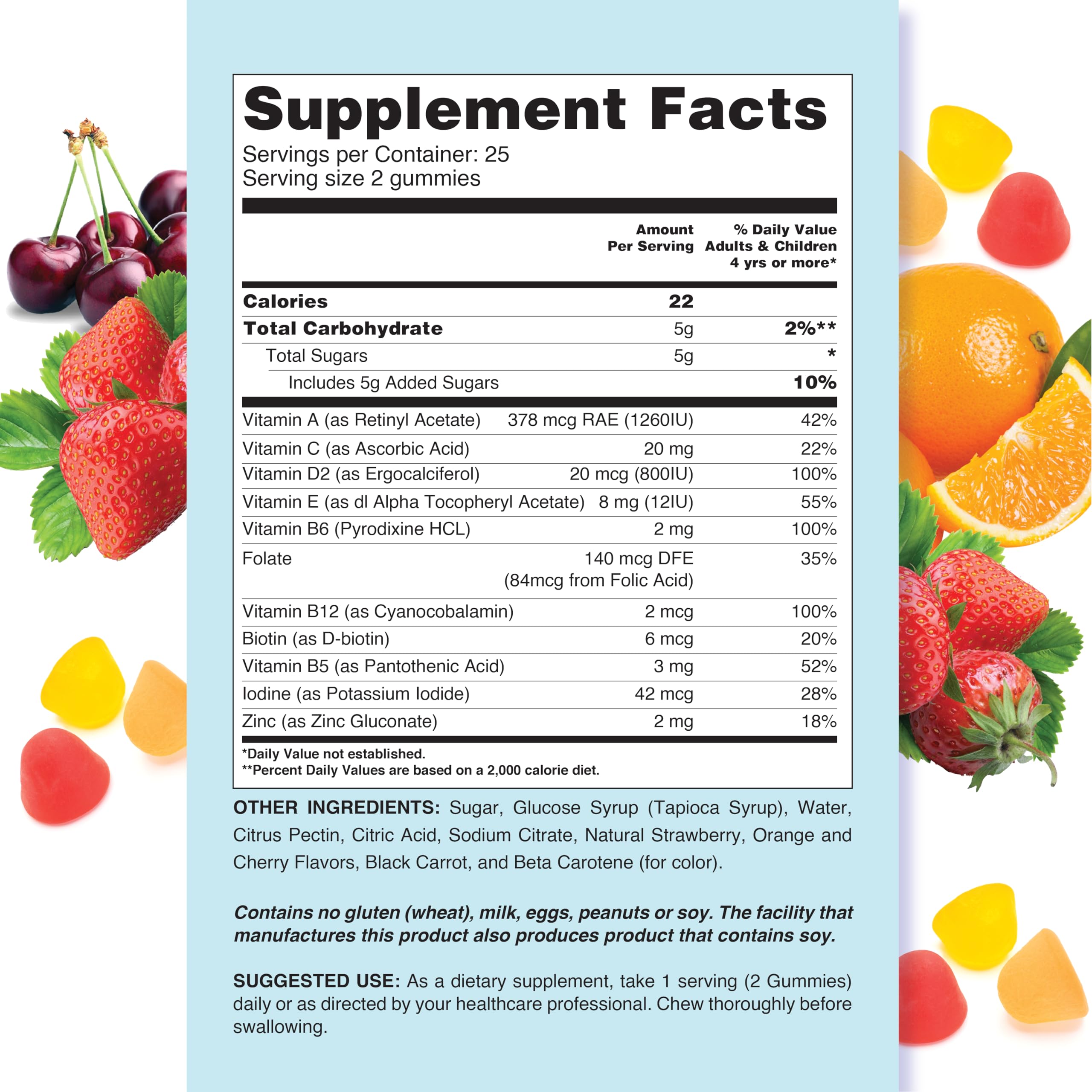 LIVS Children's Multivitamin Gummy Vitamin - Kids Multivitamin Gummies, All-Natural, Gluten-Free, Non-GMO | for Kids - Strawberry, Orange, & Cherry Flavored, 50 Count