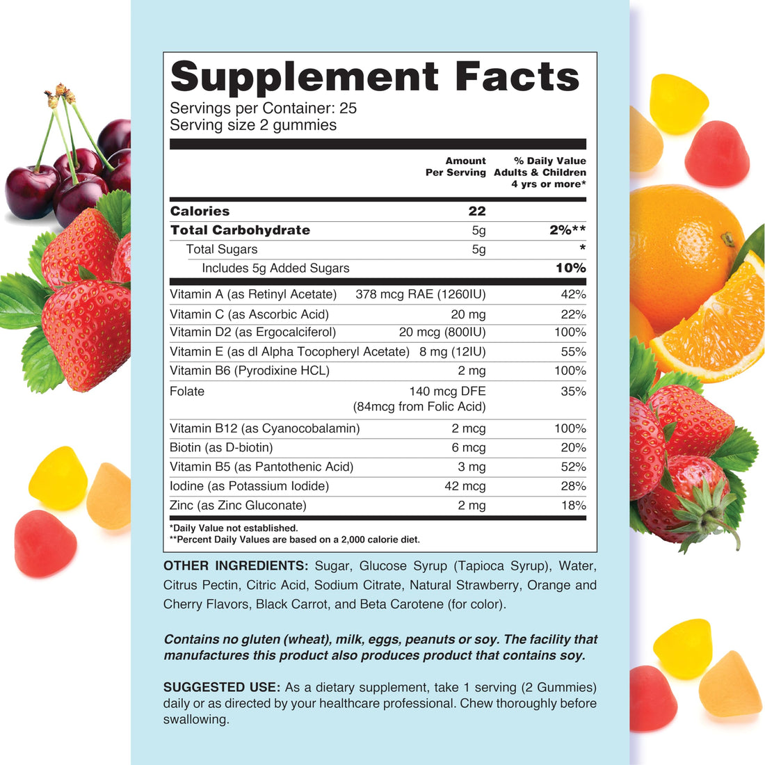 LIVS Children's Multivitamin Gummy Vitamin - Kids Multivitamin Gummies, All-Natural, Gluten-Free, Non-GMO | for Kids - Strawberry, Orange, & Cherry Flavored, 50 Count