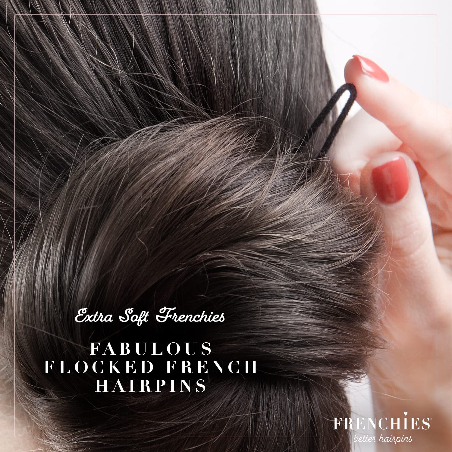 Black 100 count 3 inch: Frenchies Ultra Flocked Extra Soft French Twist Hair Pins: The French Hair Pins for Buns, Updo Hairstyles, Hair Extensions + Wigs - 100 Count Black Large (3 inch)