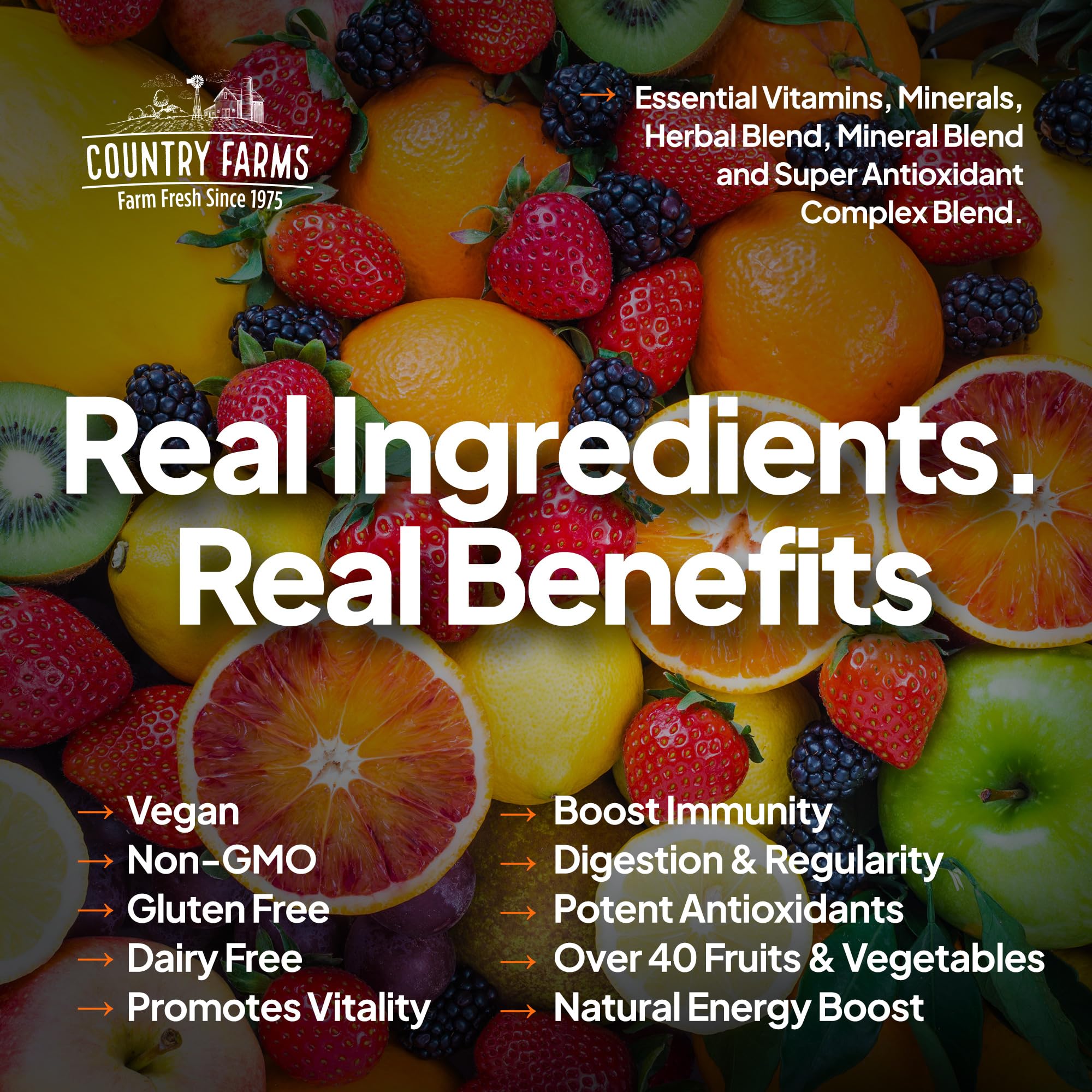 COUNTRY FARMS Liquid Multivitamin, Vitamins and Minerals for Immune Support and Energy, Herbal Blend, Vegan, Multivitamin for Women and Men, Gluten Free, Tropical Fruit Flavor, 32 fl oz