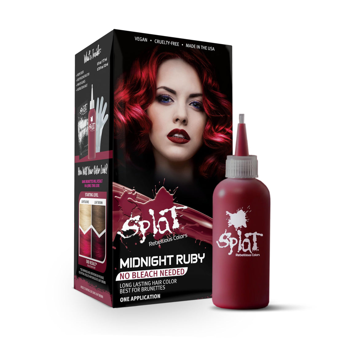 Splat Vegan and Cruelty-Free Semi-Permanent Hair Color Dye (6 Fl Oz, MIDNIGHT RUBY)