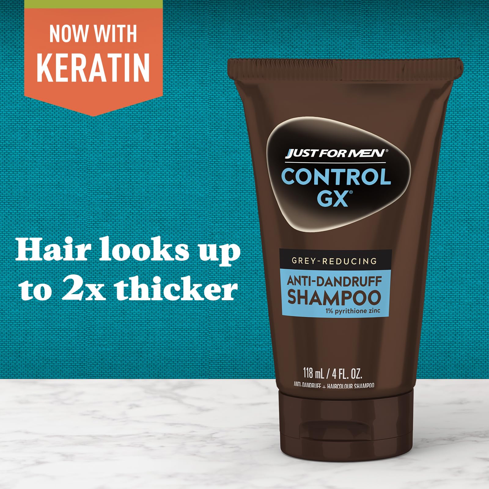 Just for Men Control GX Grey Reducing Shampoo for Textured Hair, Gradual Hair Color for Men with Keratin, 4 Fl Oz - Pack of 1 (Packaging May Vary)