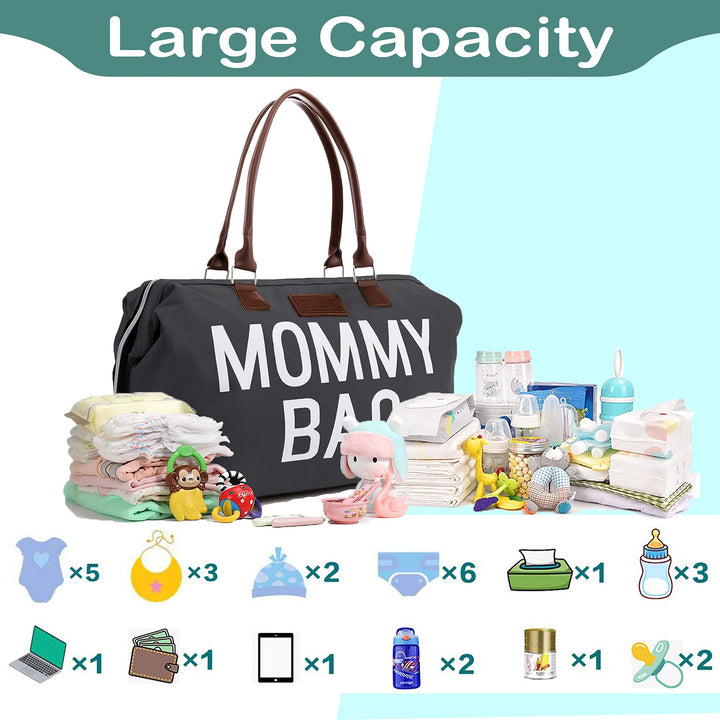 CHQEL Baby Diaper Bag, Mommy Bags for Hospital & Functional Large Diaper Travel Bag for Baby Care (Grey)