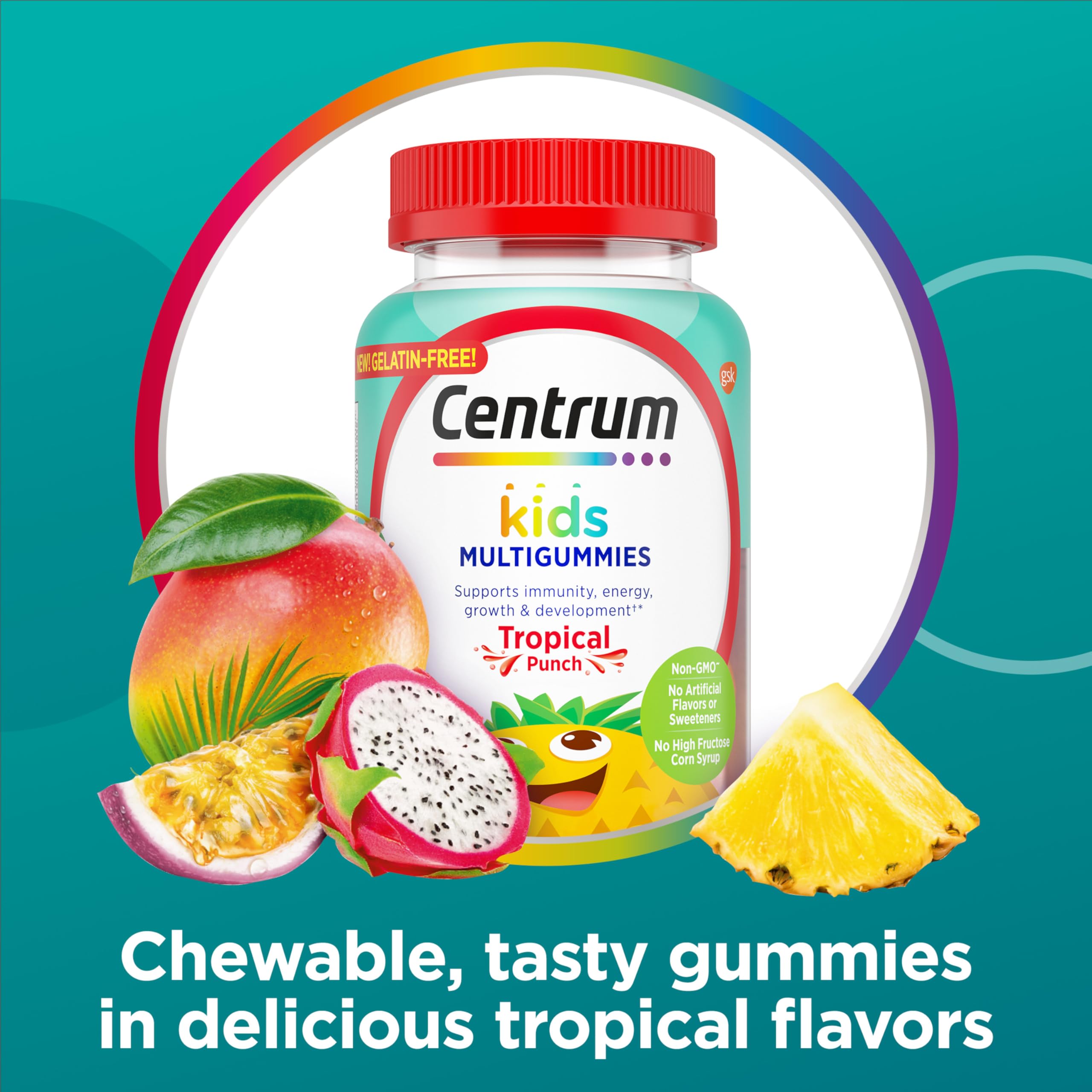 Centrum Kids Multivitamin Gummies, Stocking Stuffer, Tropical Punch Flavor Made With Natural Flavors, 150 Count, 150 Day Supply
